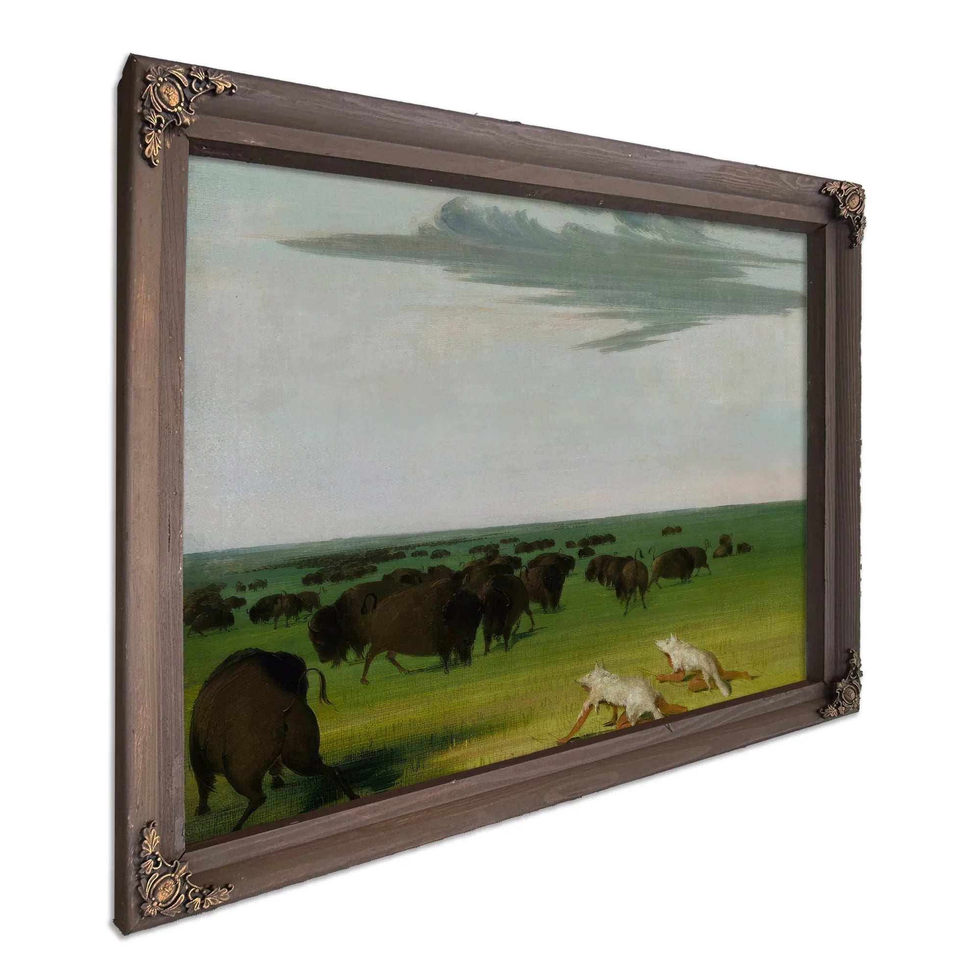 Buffalo Hunt Under The Wolf Skin Mask By George Catlin Fine Art Print