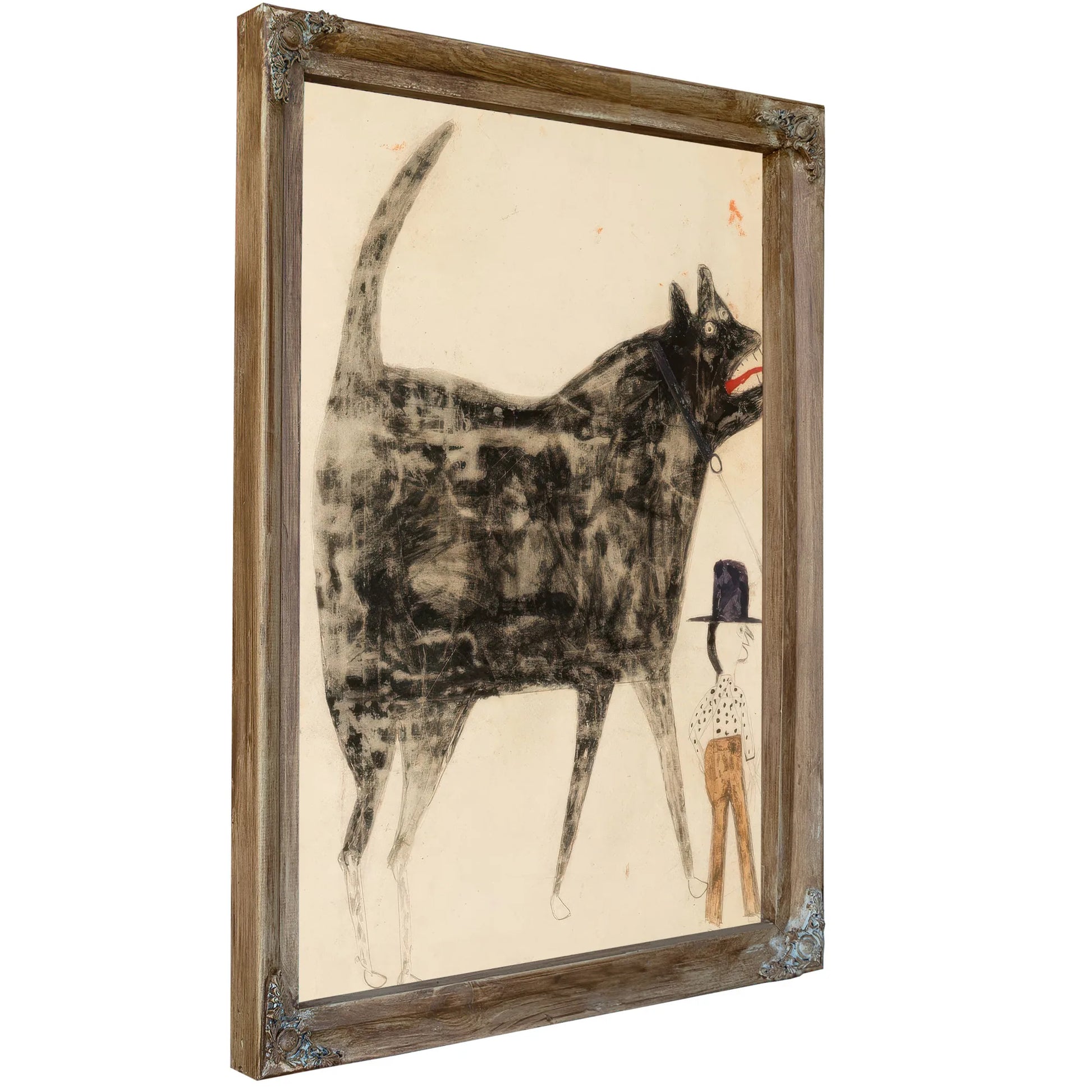 Man And Large Dog By Bill Traylor Fine Art Print