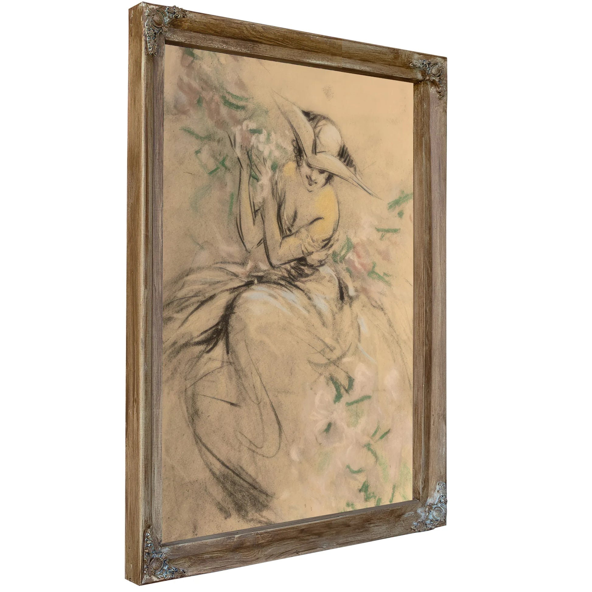 Lady In Flower Garden By Louis Icart Fine Art Print