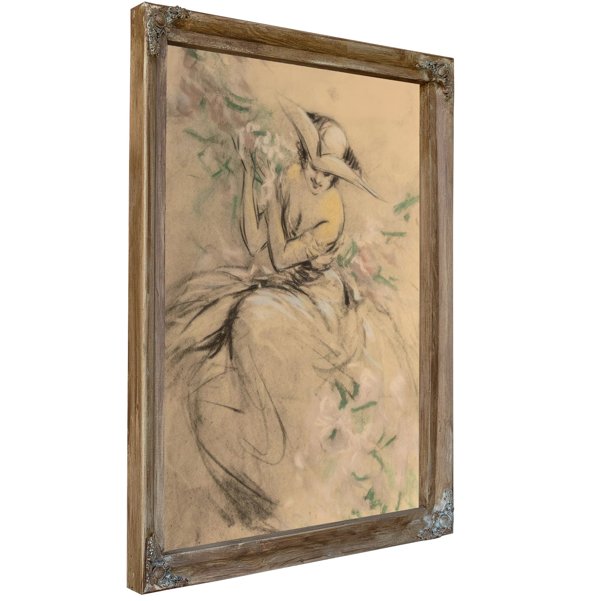 Lady In Flower Garden By Louis Icart Fine Art Print