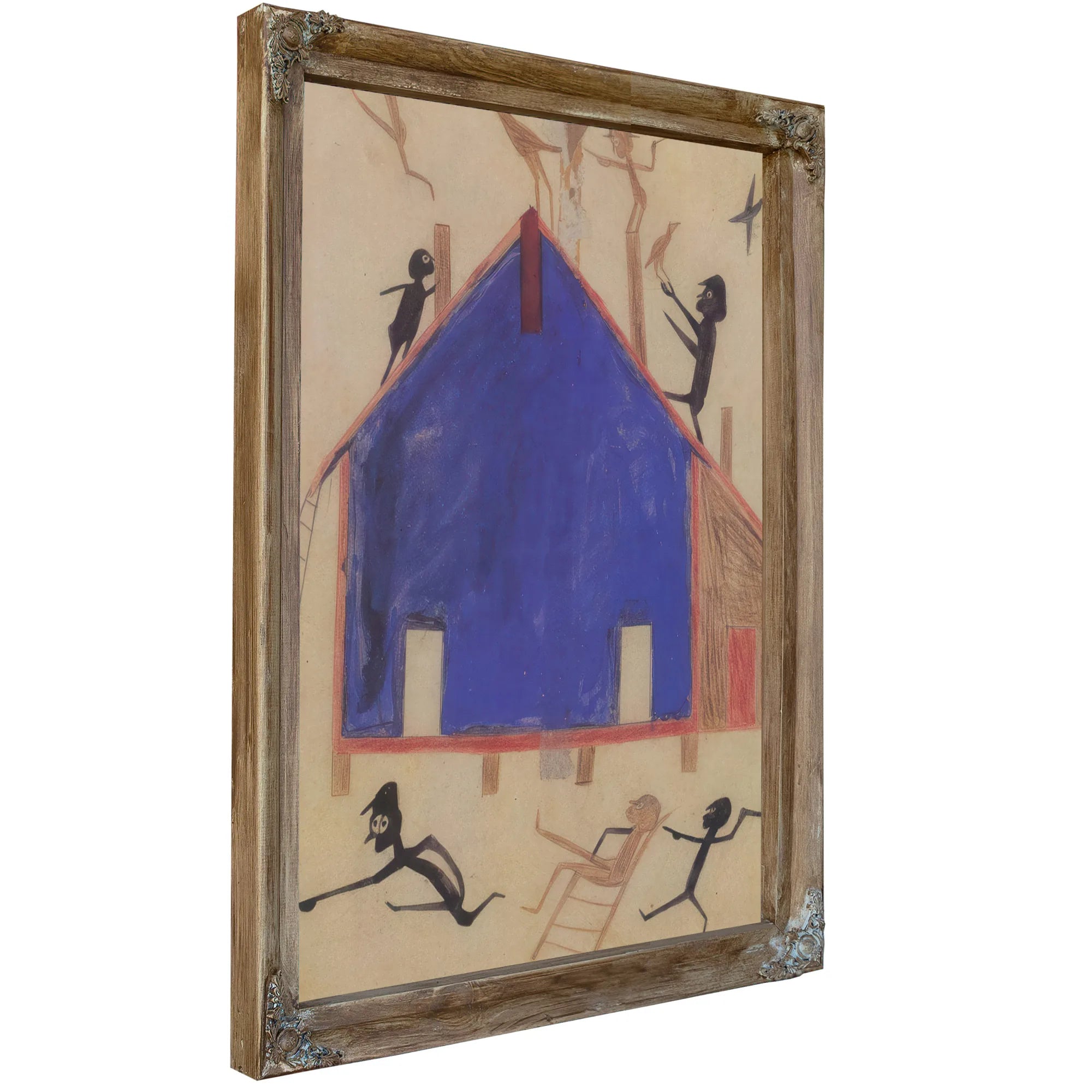 Figures On House By Bill Traylor Fine Art Print