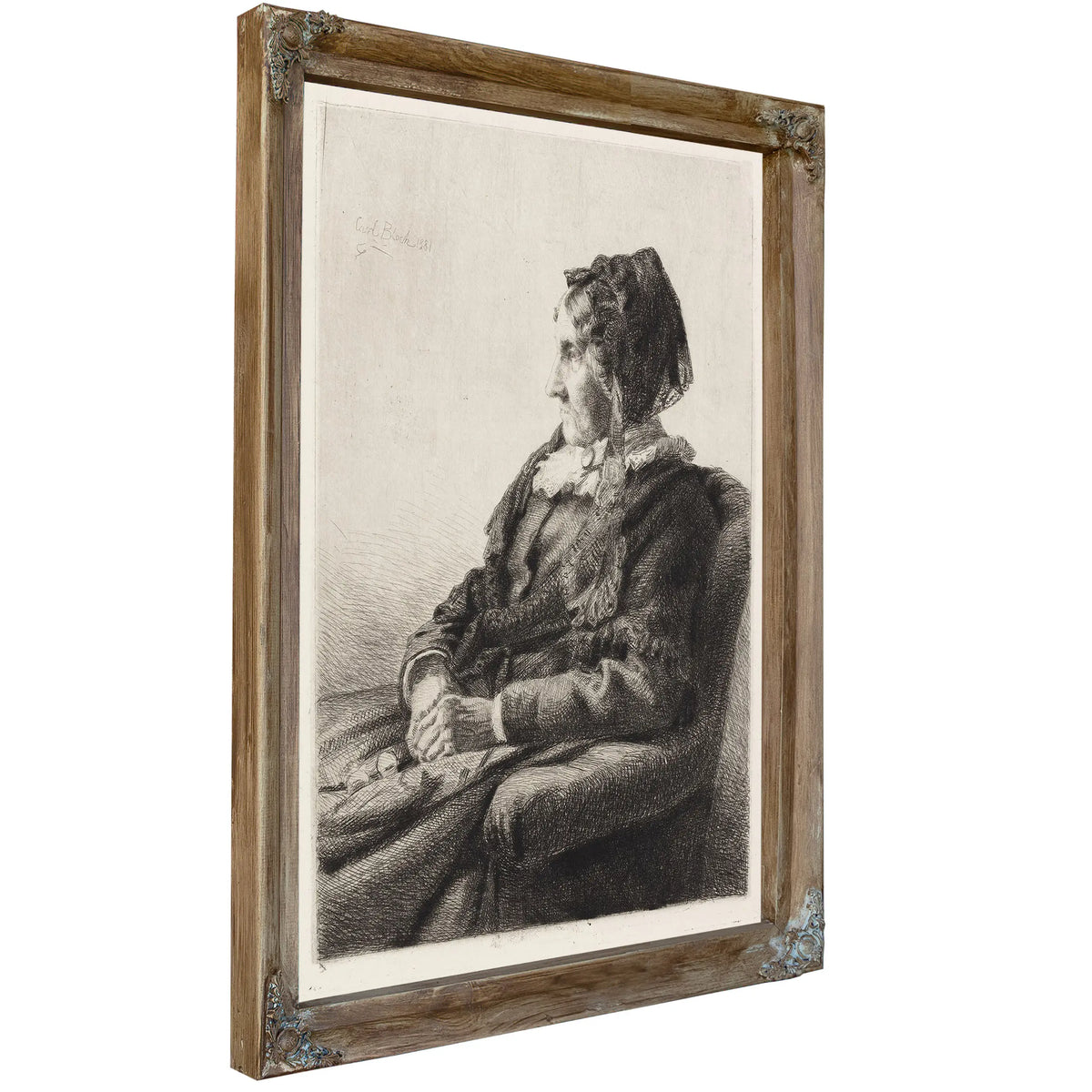Portrait Of The Artists Mother Mrs Ida Emilie Ulrikke Henriette Bloch Nee Weitzmann by Carl Bloch