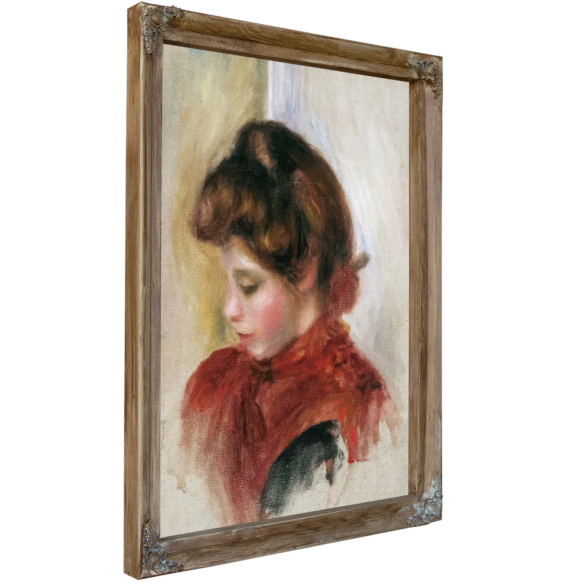 Girl In A Red Scarf By Pierre August Renoir Fine Art Print