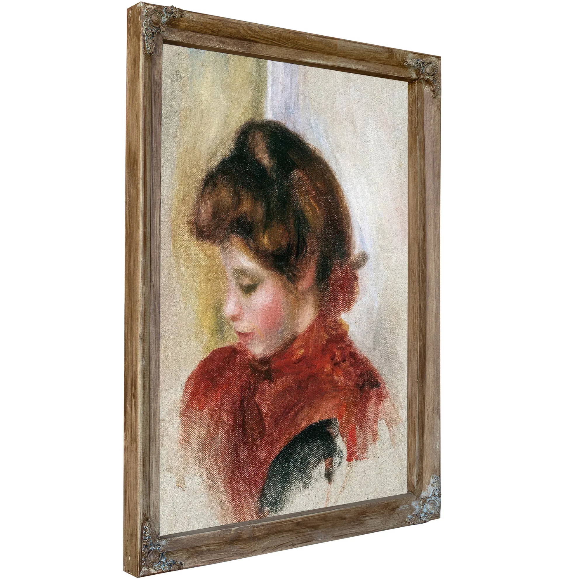 Girl In A Red Scarf By Pierre August Renoir Fine Art Print