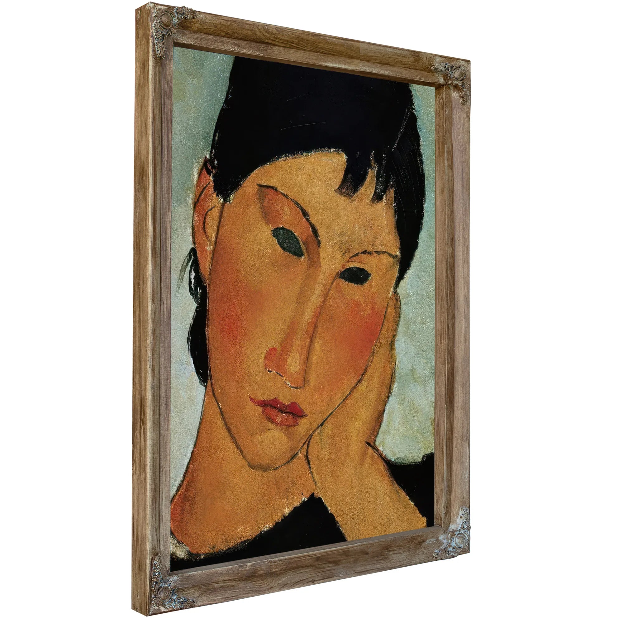 Detail Of Female Head From Elvira Resting At A Table By Amedeo Modigliani Fine Art Print