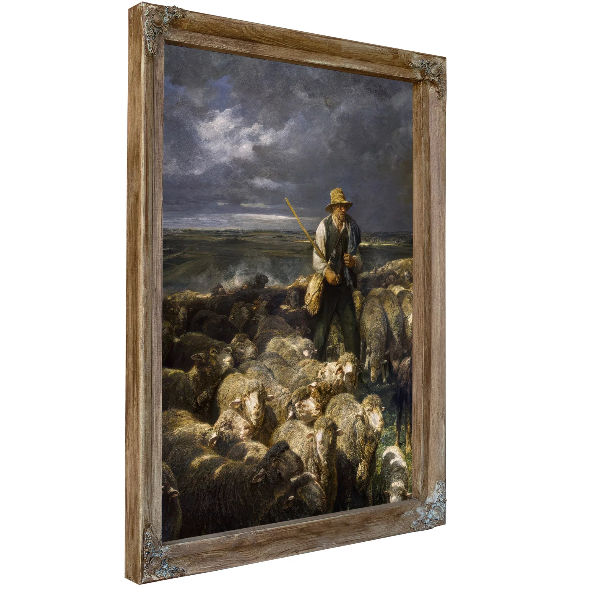 Shepherd And His Flock By Charles Emile Jacque Fine Art Print