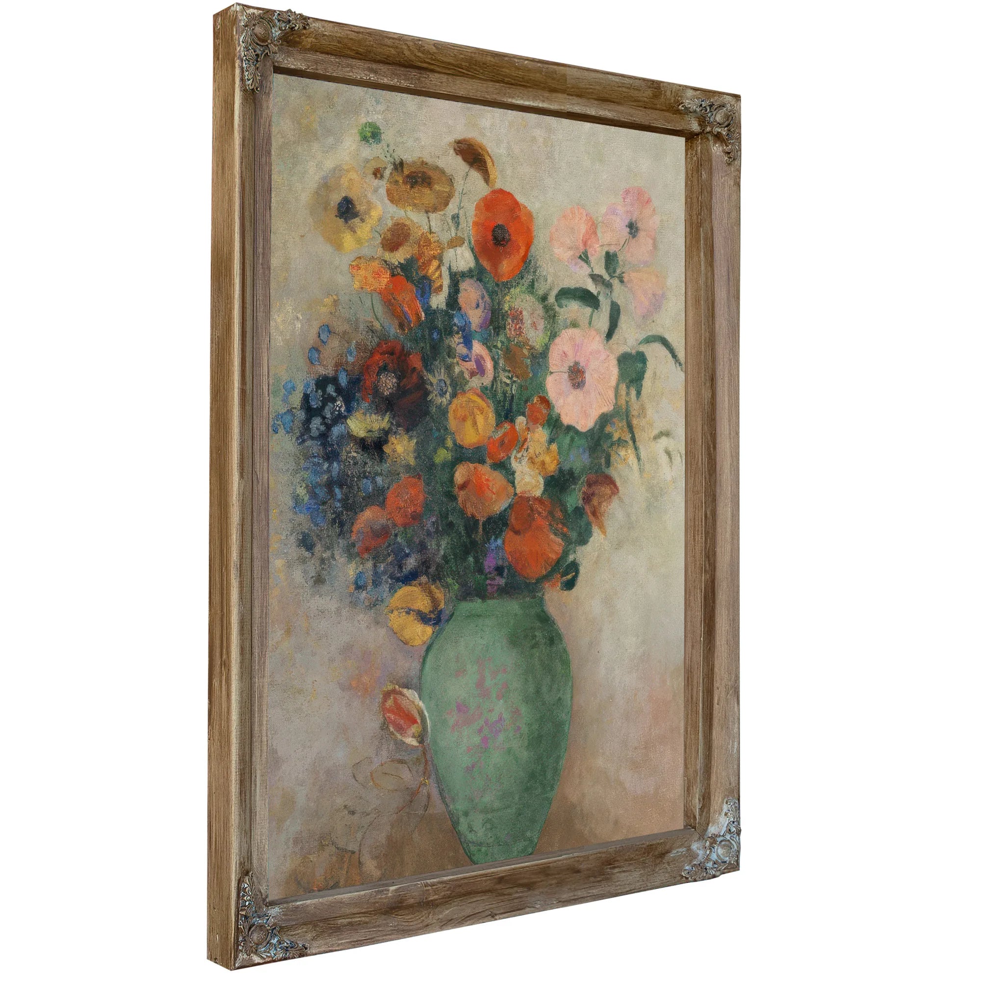 Bouquet Of Flowers In A Green Vase By Odilon Redon Fine Art Print
