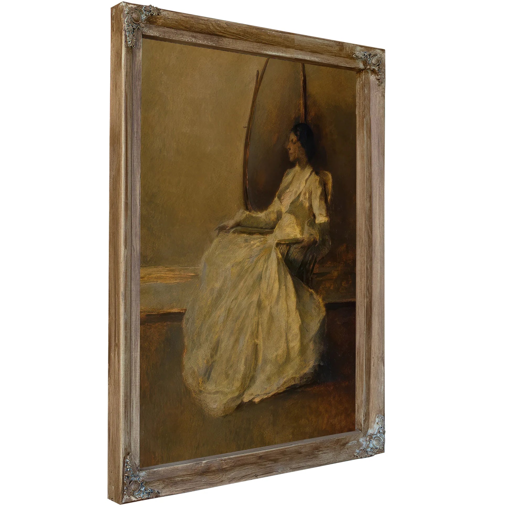 Lady In White By Thomas Wilmer Dewing Fine Art Print