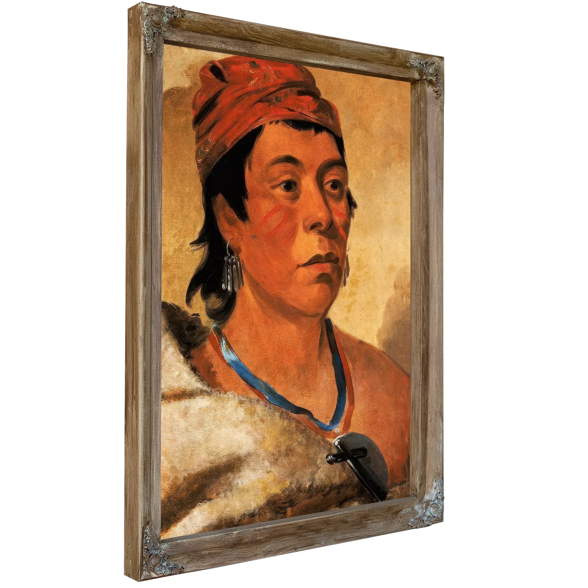 Round Island, A Warrior By George Catlin Fine Art Print