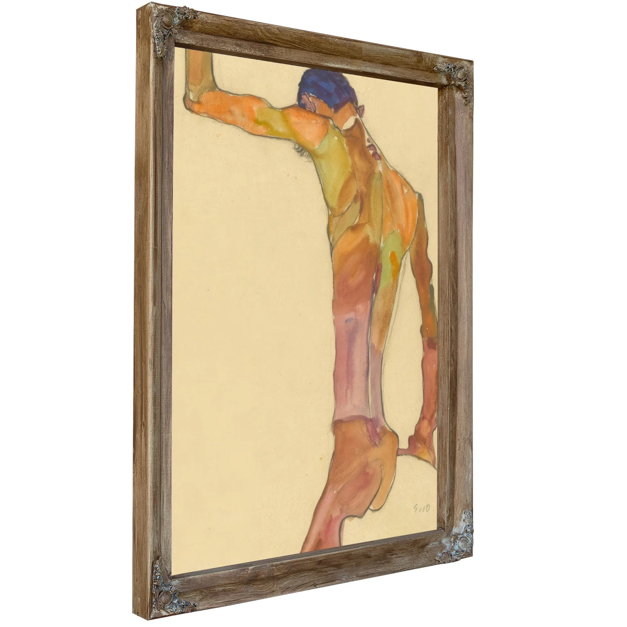 Standing Male Nude With Arm Raised Back View By Egon Schiele Fine Art Print
