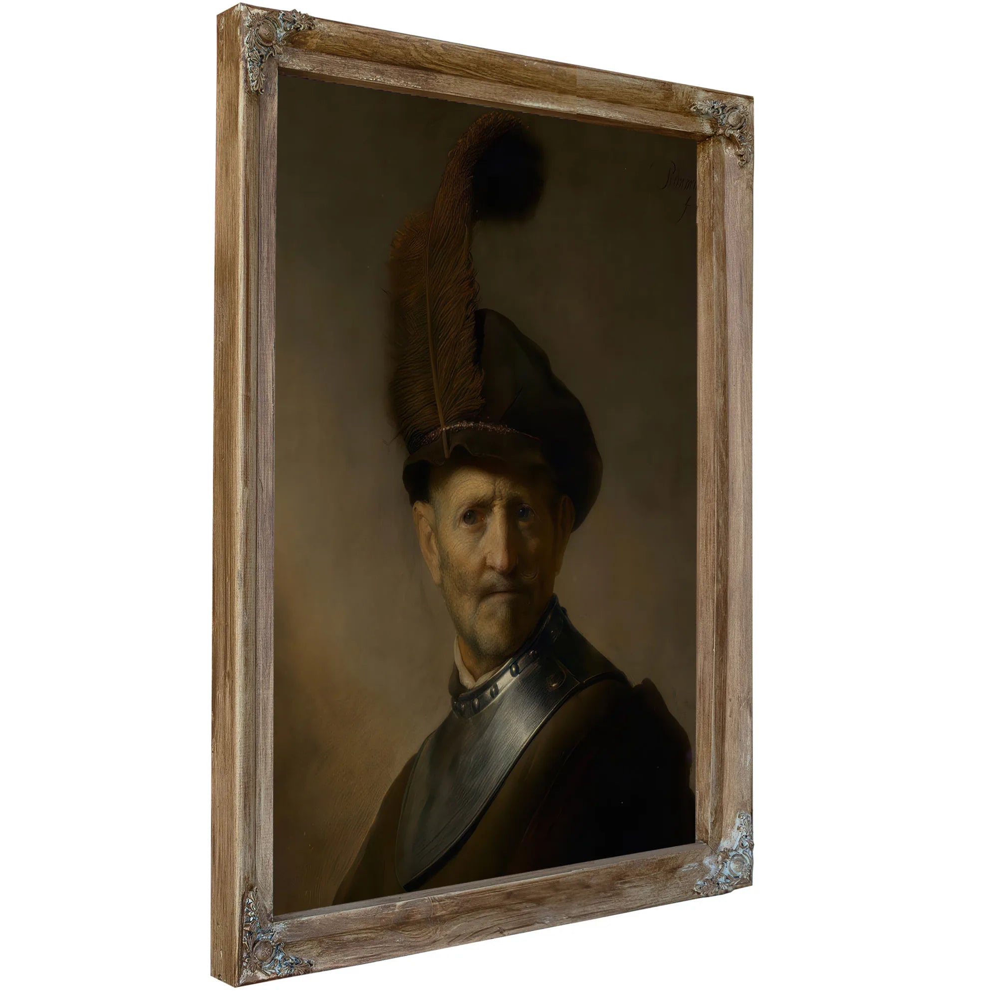 An Old Man In Military Costume By Rembrandt Fine Art Print