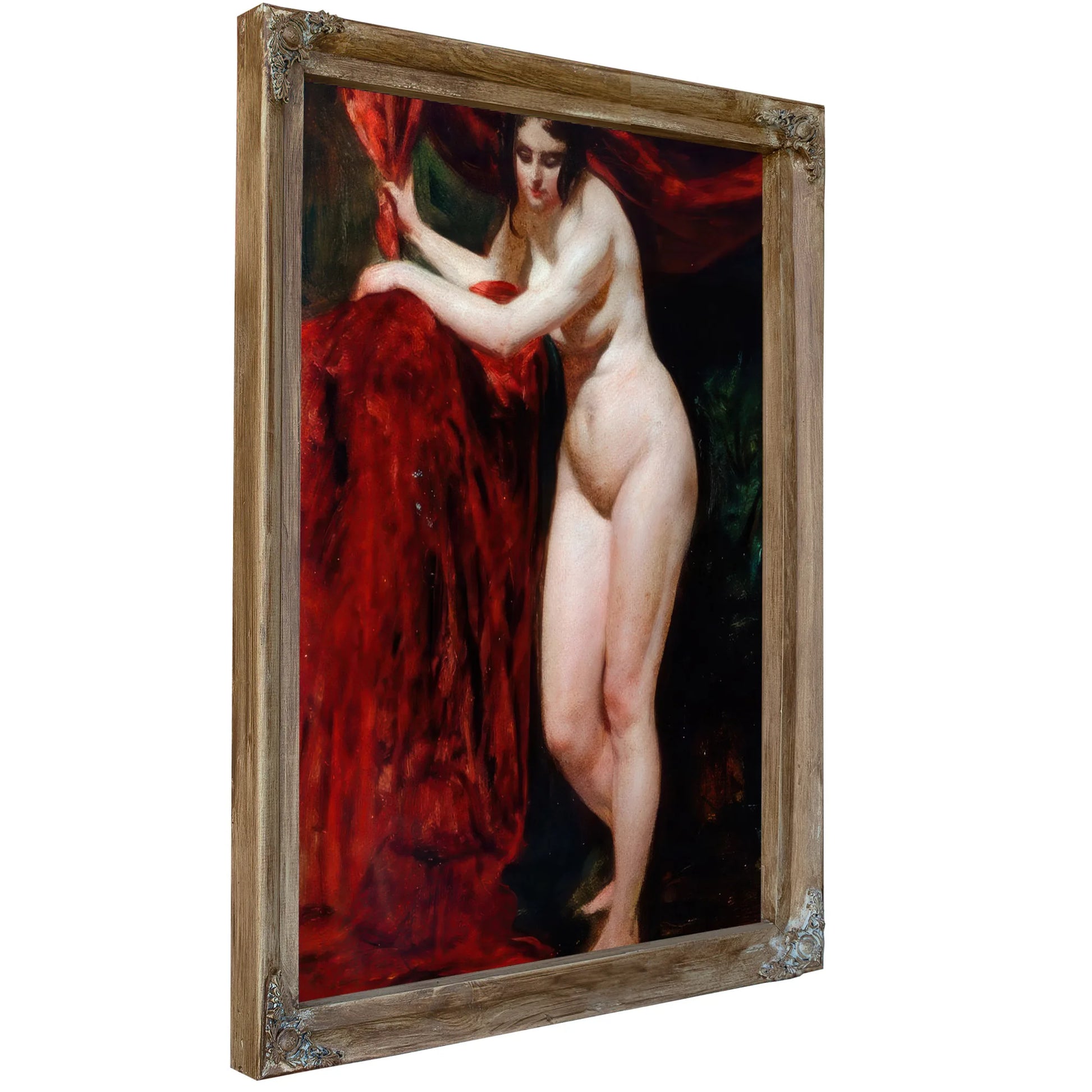 Nude Woman, Holding Red Drapery By William Etty Fine Art Print