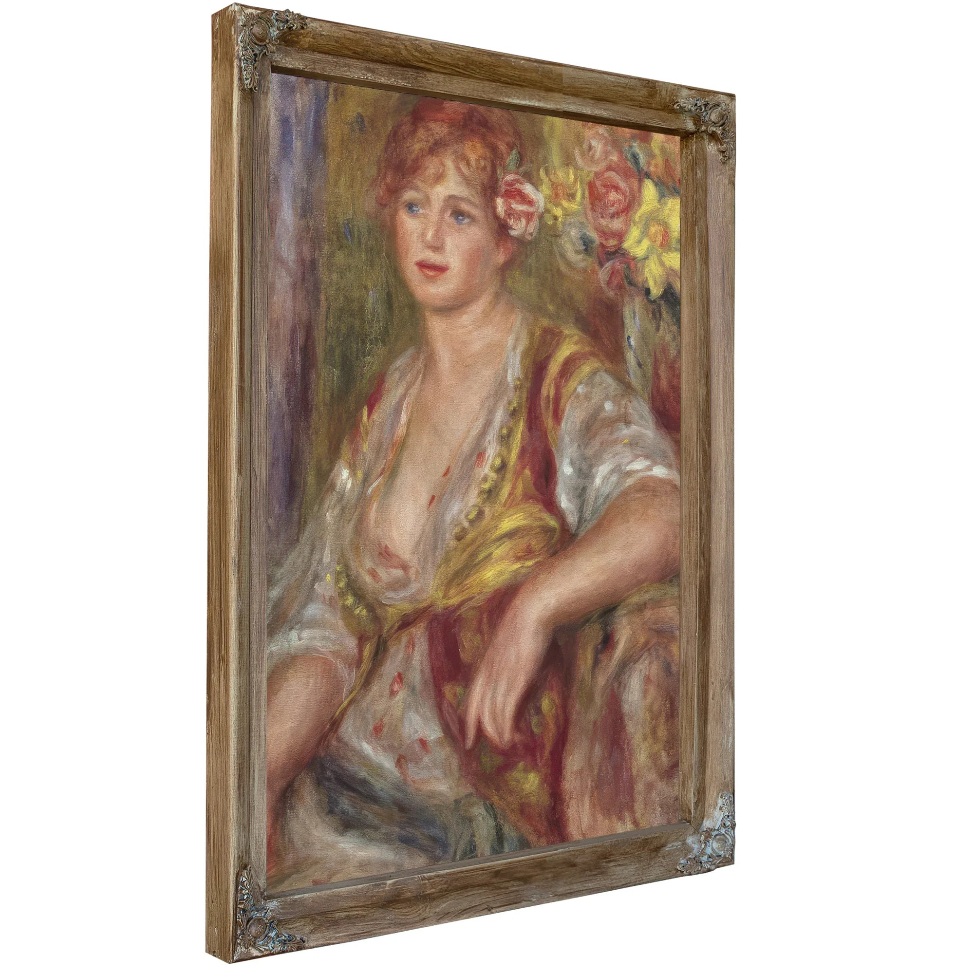 Blonde Woman With A Rose By Pierre Auguste Renoir Fine Art Print