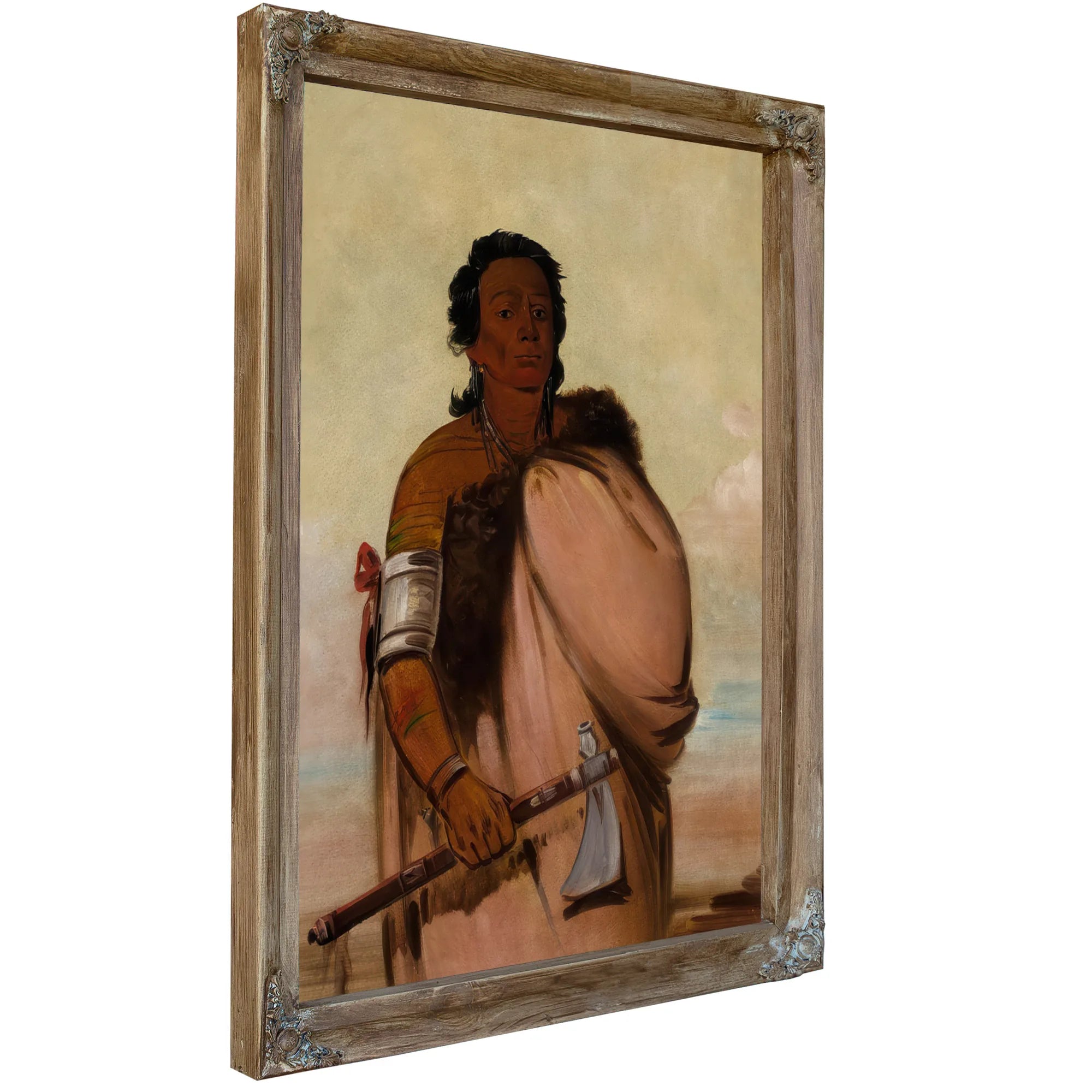Ah' Sho Cole, Rotten Foot, A Noted Warrior By George Catlin Fine Art Print