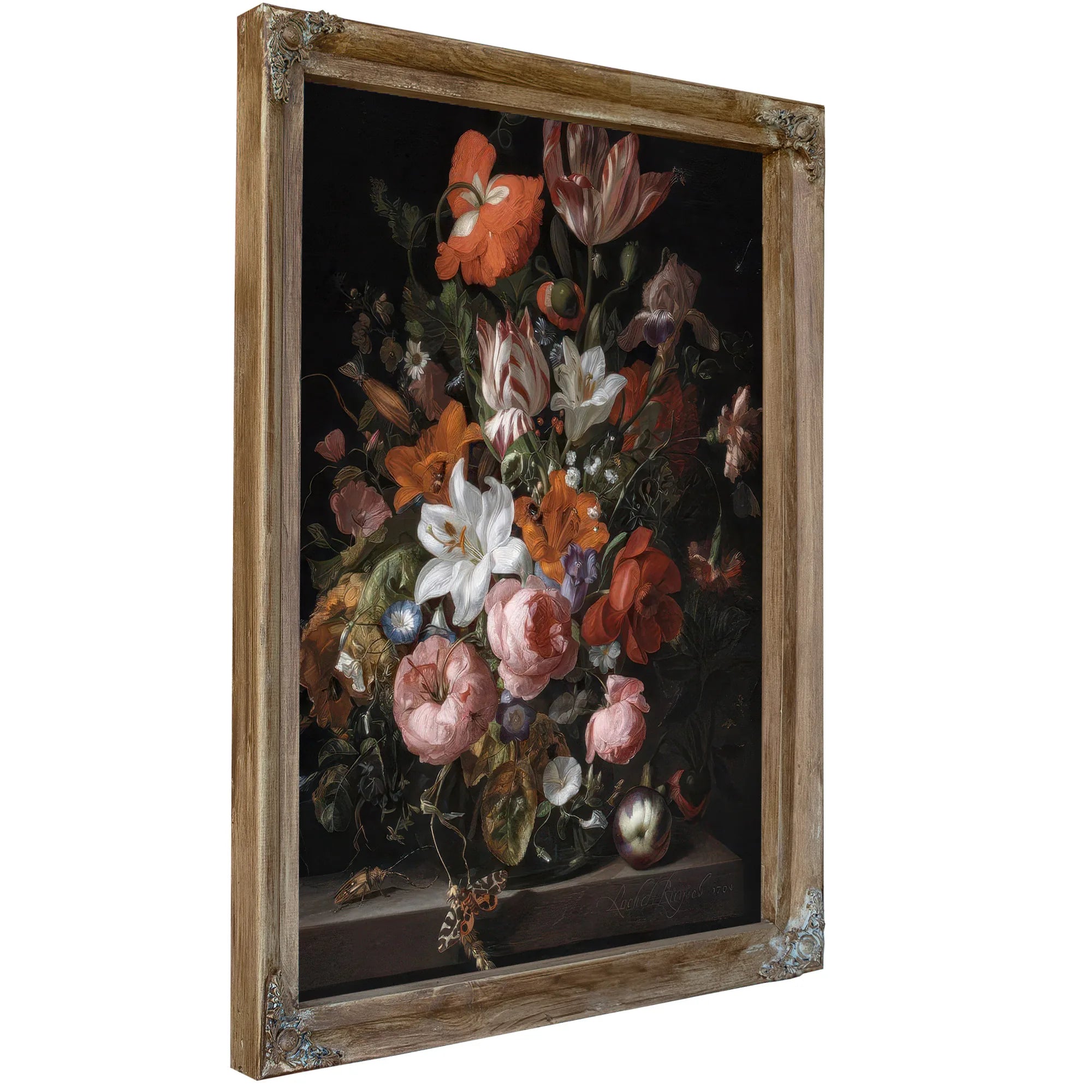 Flowers In A Glass Vase By Rachel Ruysch Fine Art Print