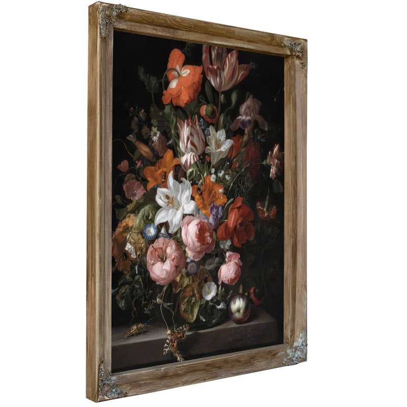Flowers In A Glass Vase By Rachel Ruysch