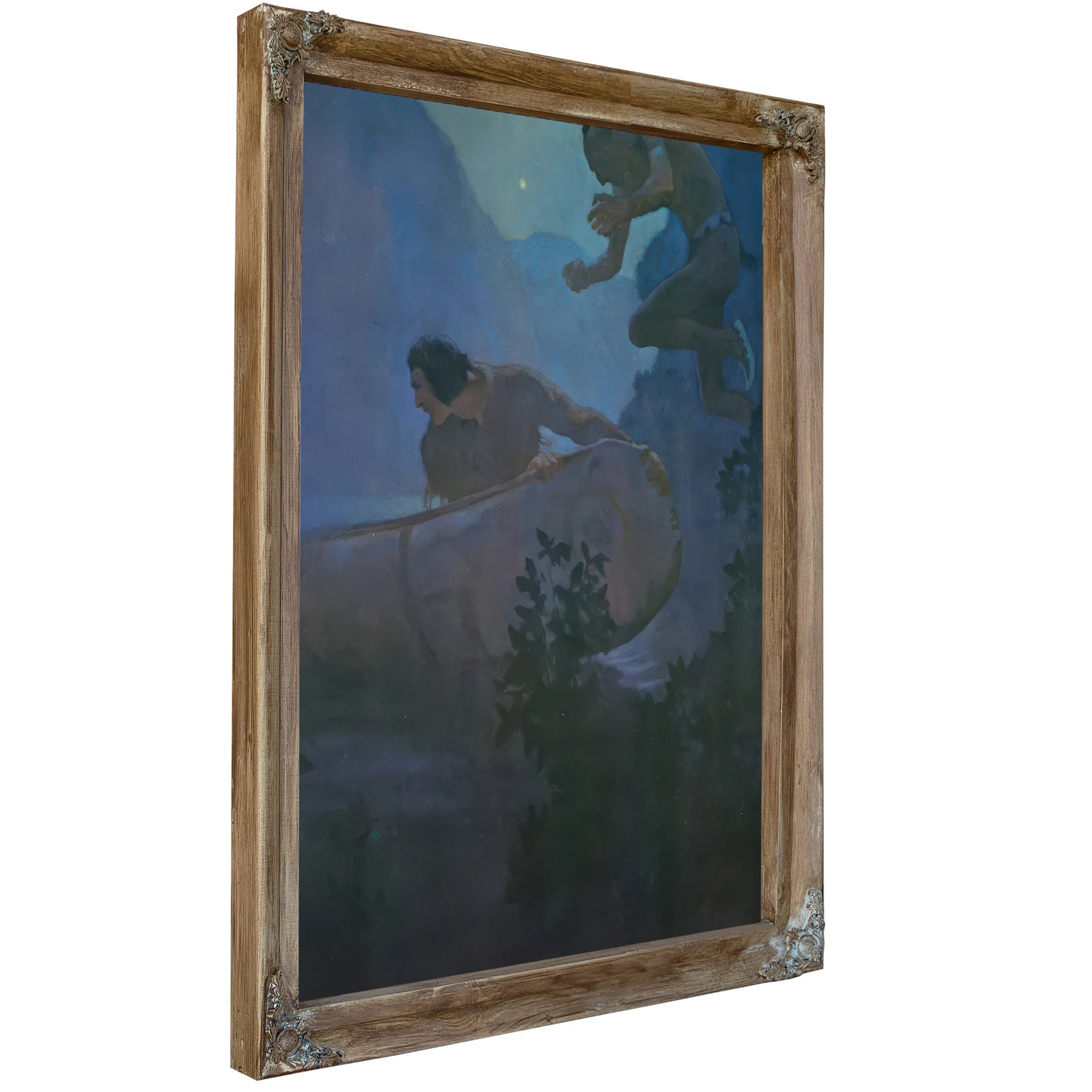 Deerslayer Threw All His Force Into A Desperate Effort By NC Wyeth Fine Art Print
