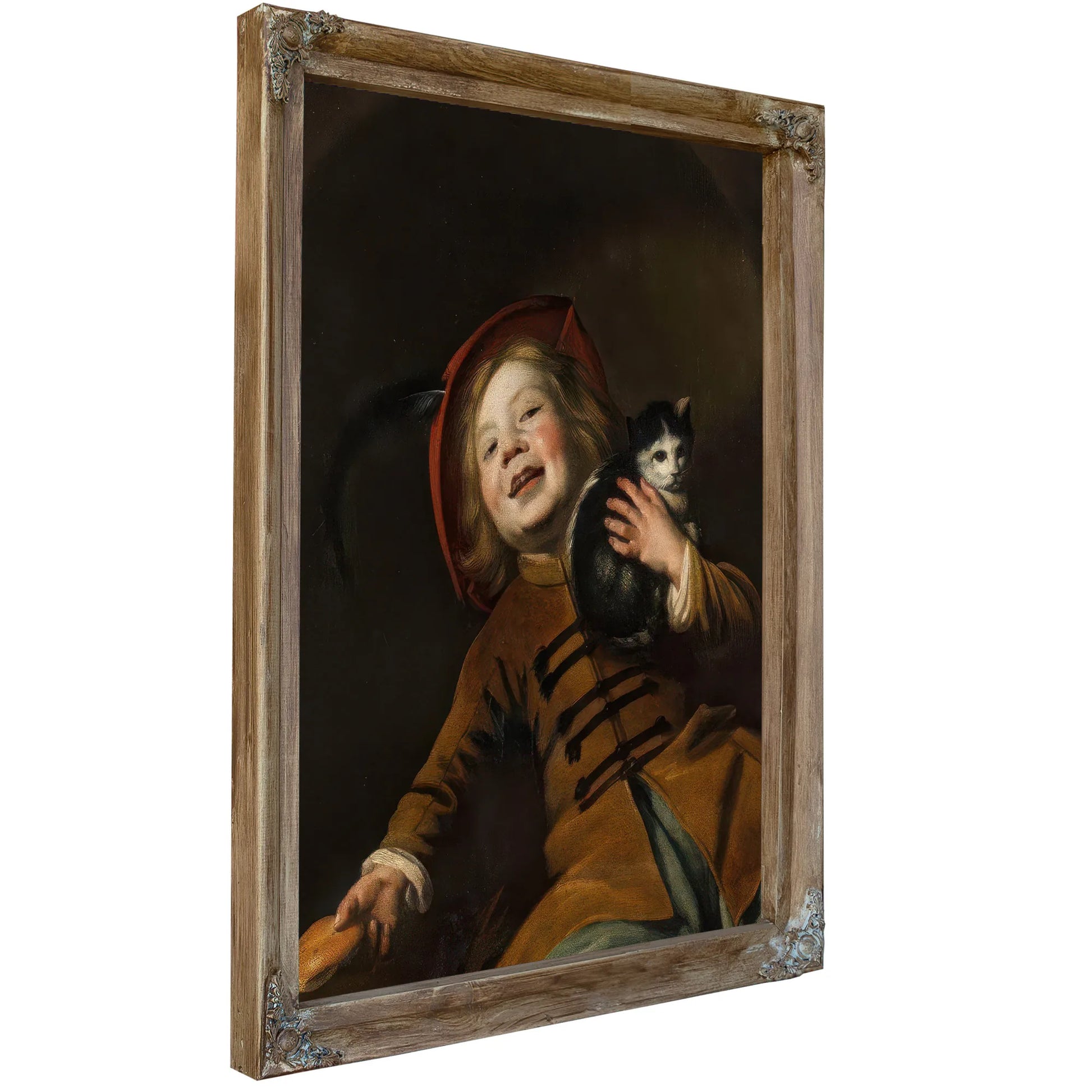 Boy With A Cat Red Hat And A Piece Of Bread 1630 By Judith Leyster Fine Art Print