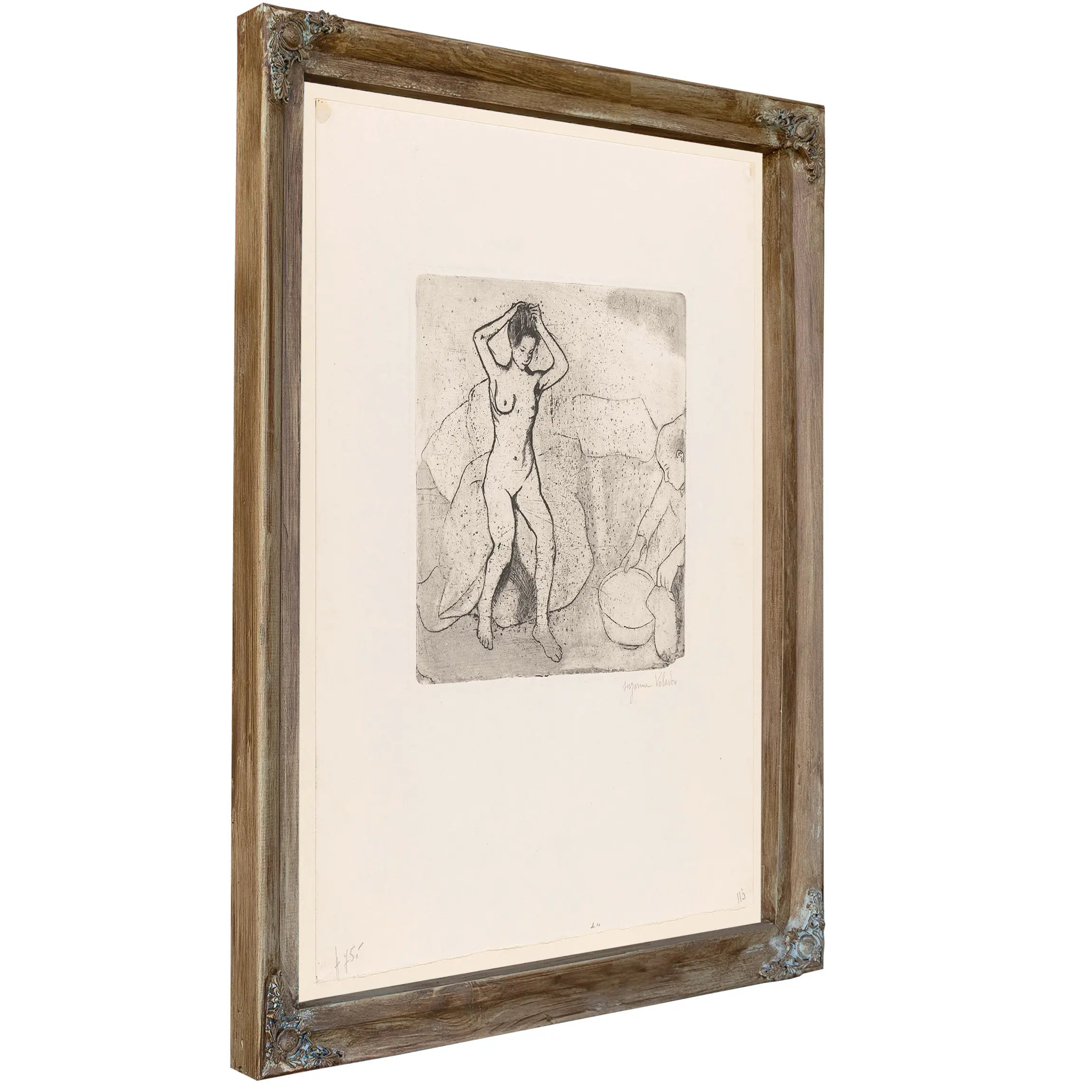 Naakte Vrouw Haar Haren Opstekend Neemt Een Bad Catherine Prepare Le Tub Et Louise Nue Se Coiffe by Suzanne Valadon