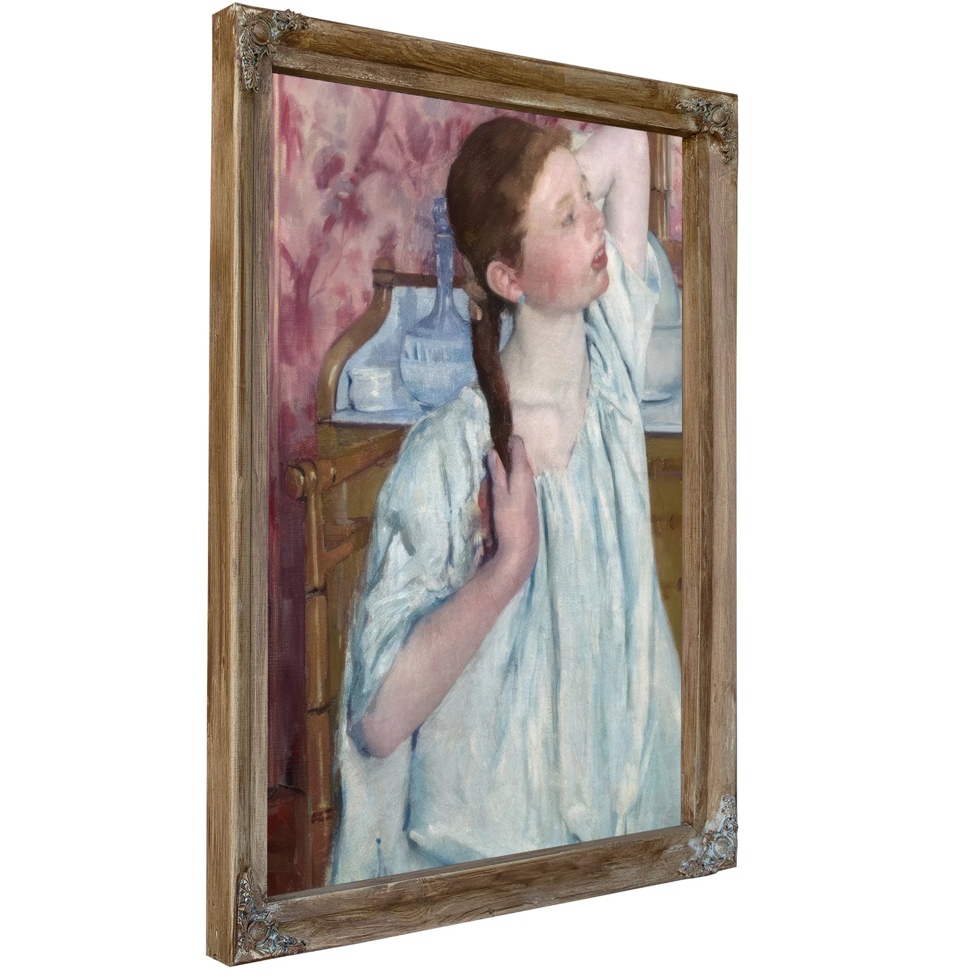 Girl Arranging Her Hair By Mary Cassatt Fine Art Print
