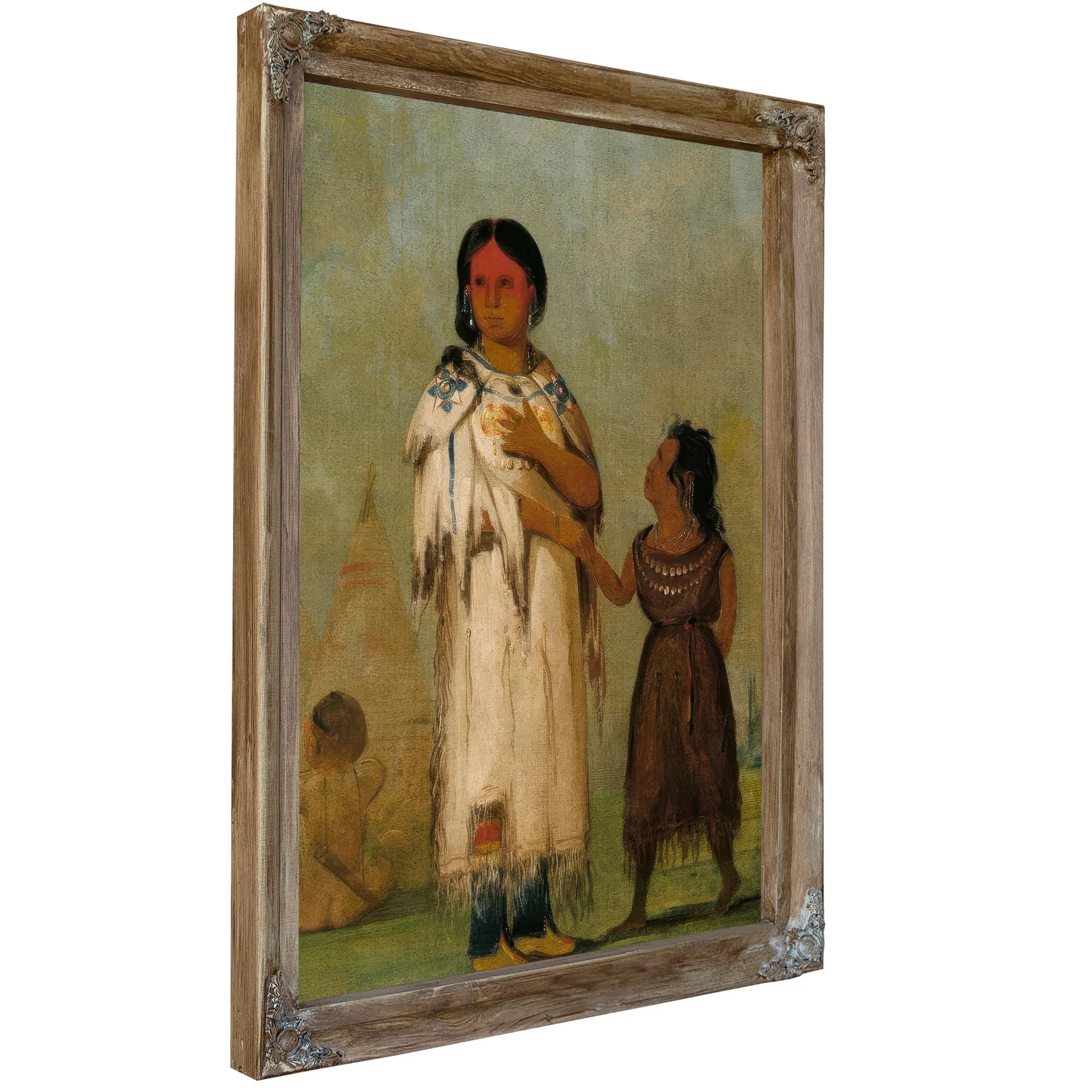 Assiniboin Woman And Child By George Catlin Fine Art Print