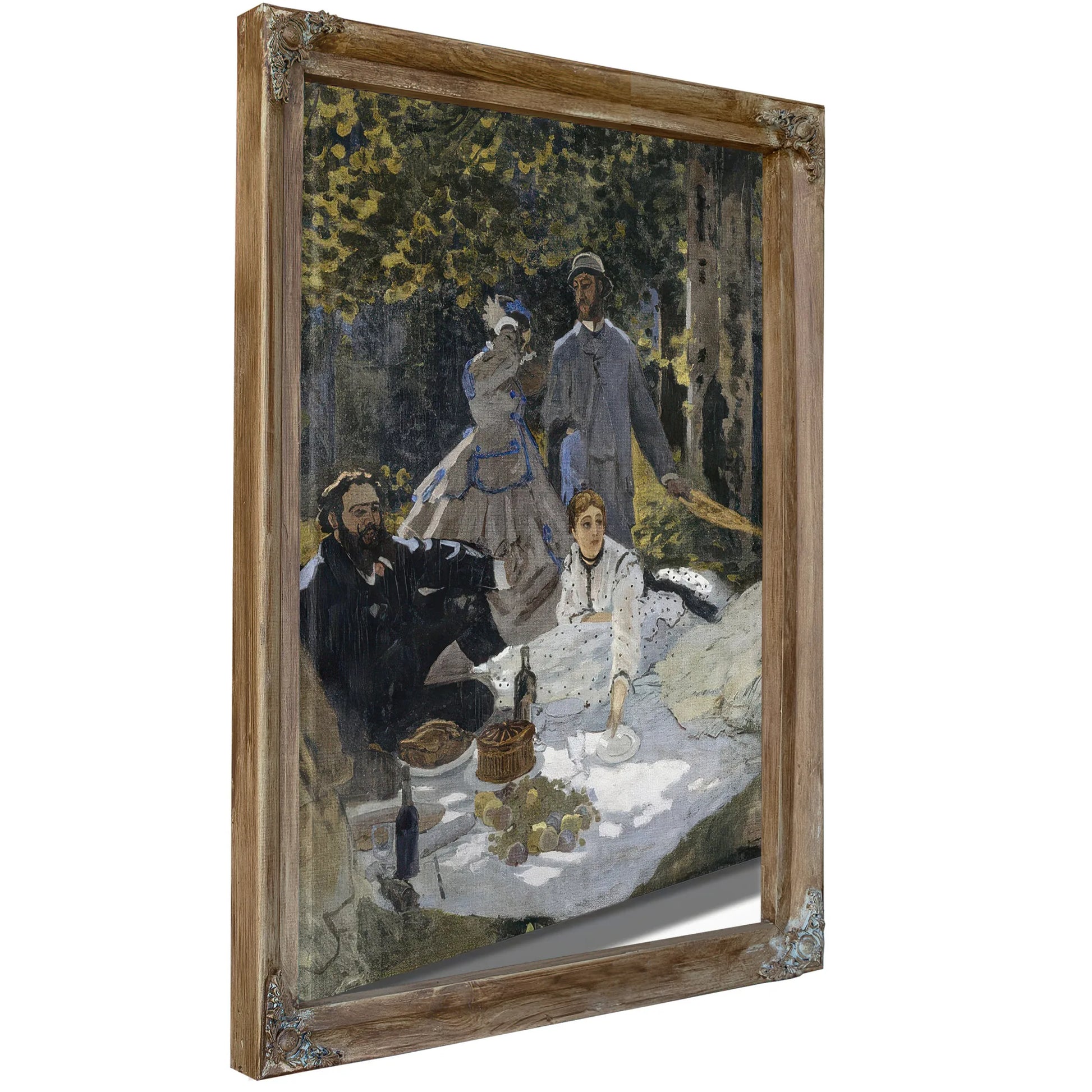 Le Dejeuner Sur L'herbe, A Chailly. Portrait Bazille Au Centre Camille Doncieux ; Courbet A Gauche By Claude Monet Fine Art Print