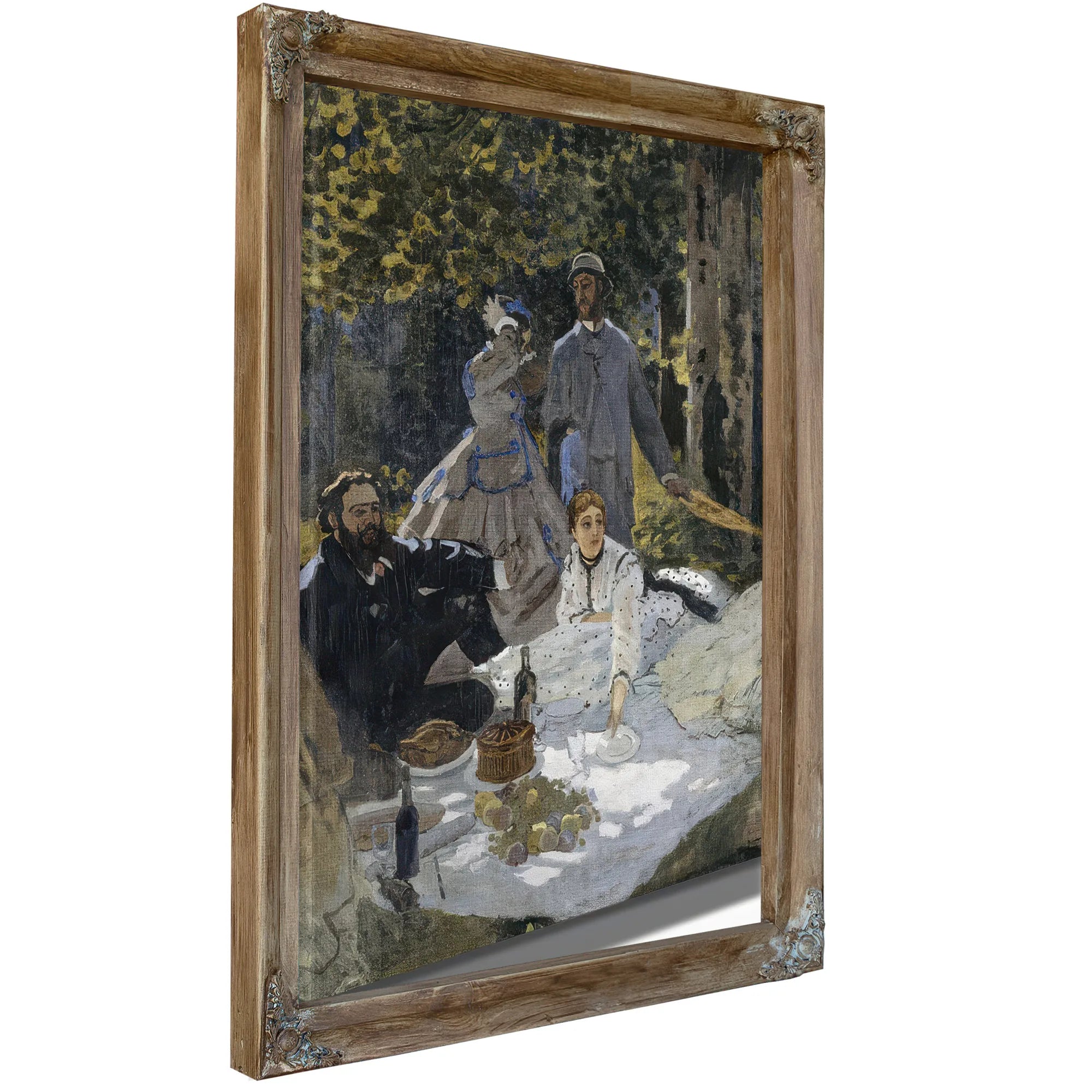Le Dejeuner Sur L'herbe, A Chailly. Portrait Bazille Au Centre Camille Doncieux ; Courbet A Gauche By Claude Monet Fine Art Print