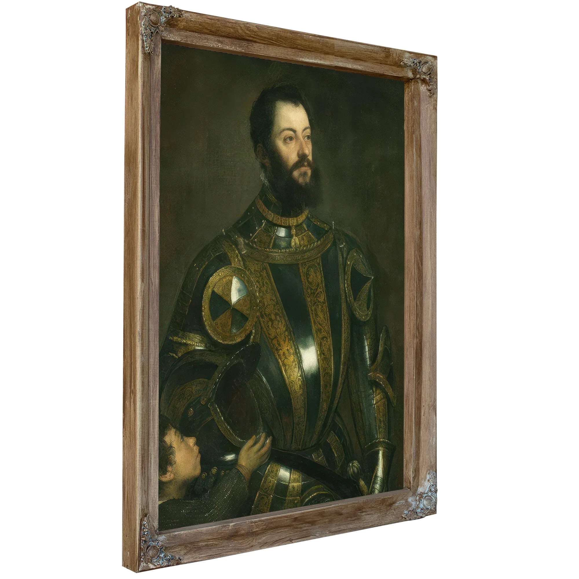Portrait Of Alfonso D'avalos Marchese Del Vasto In Armor With A Page By Titian Fine Art Print