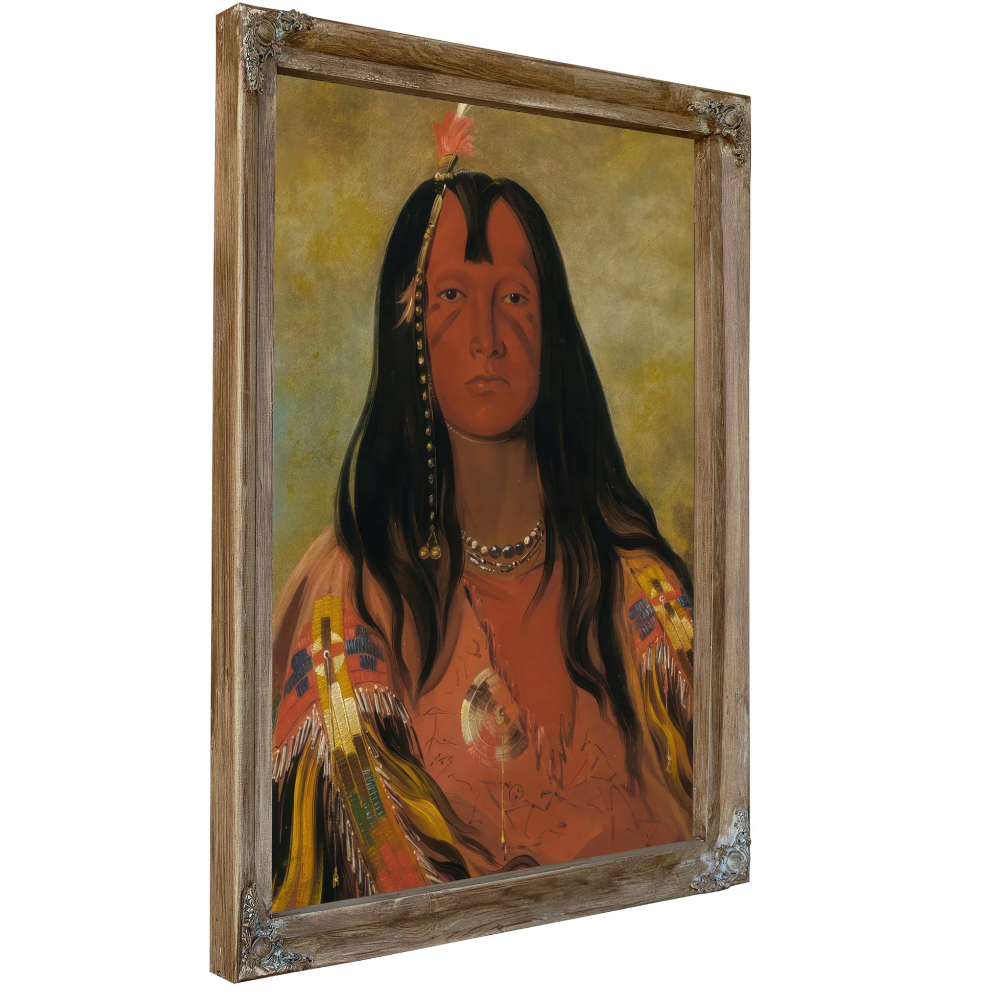 H'co A H'co A H'cotes Min, No Horns On His Head, A Brave By George Catlin Fine Art Print
