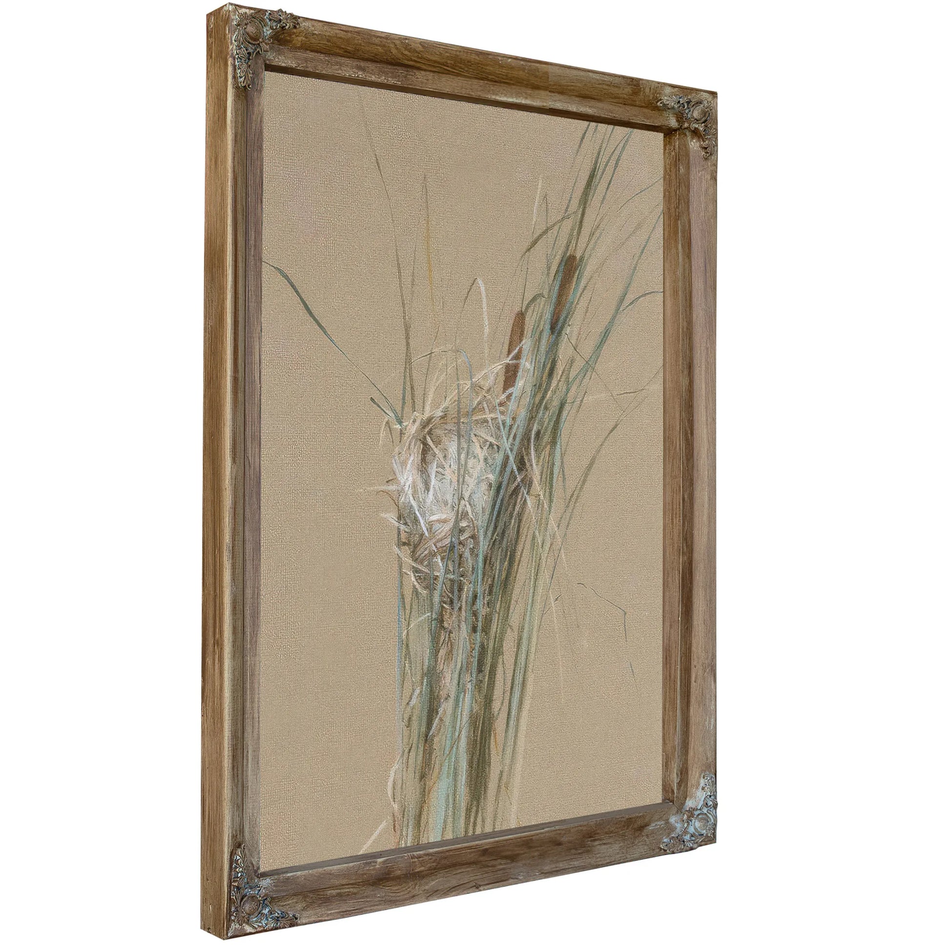 Bird's Nest In Cattails By Fidelia Bridges Fine Art Print