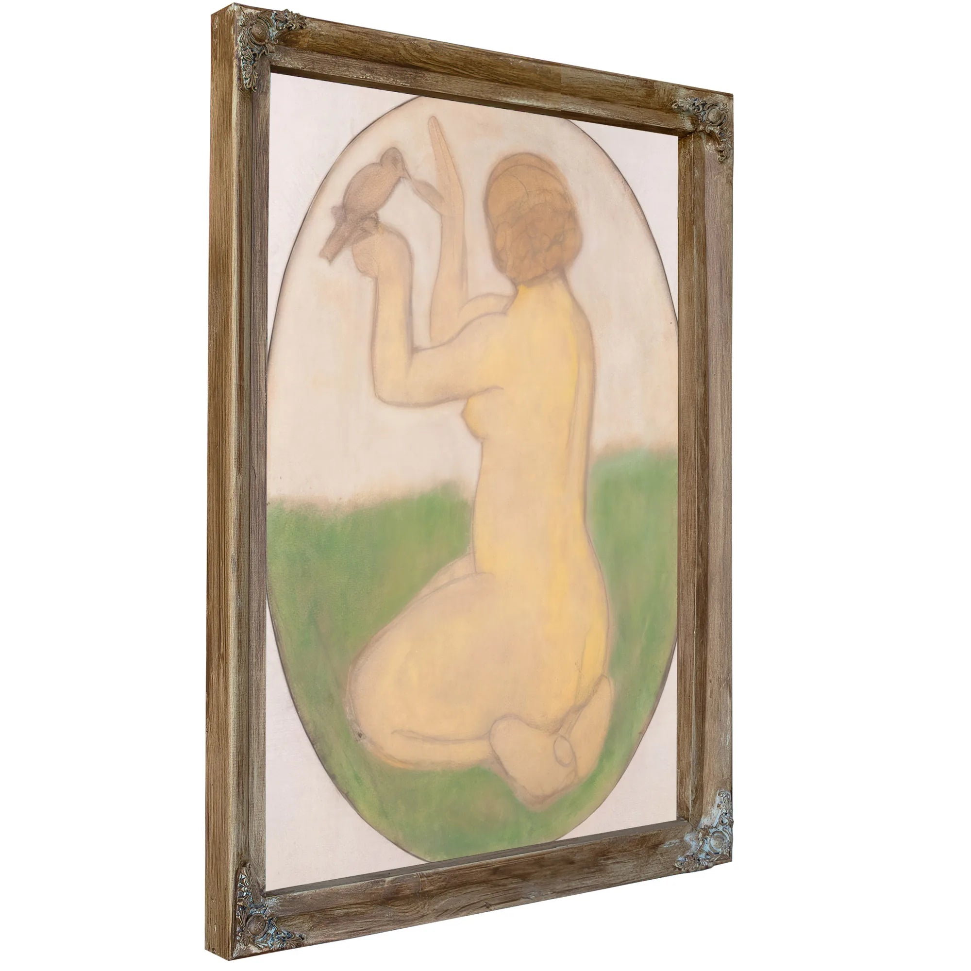 Kneeling Woman With Bird By Paula Modersohn Becker Fine Art Print