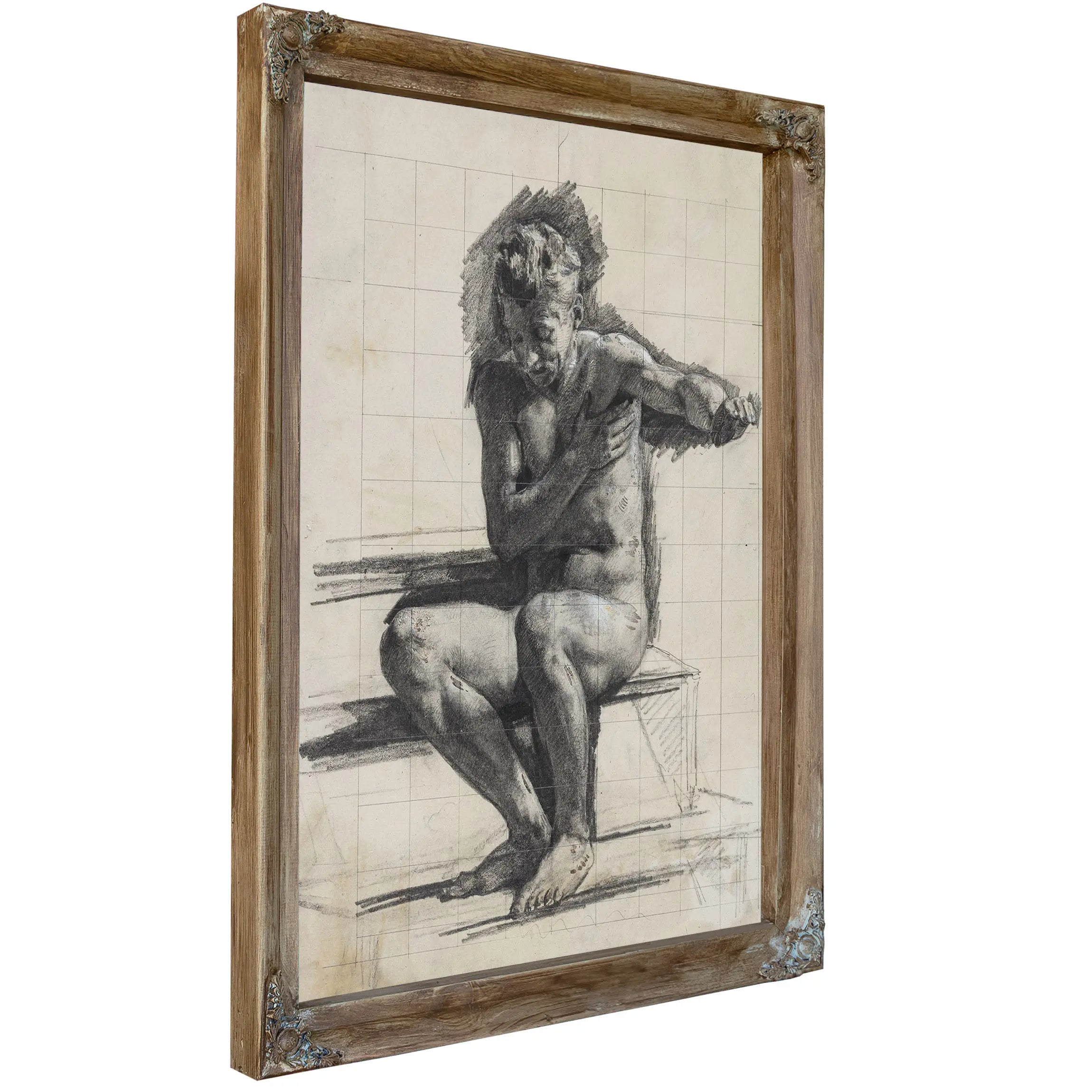 Mandlig Modelfigur Studie Til Raderingen Badende Mand by Carl Bloch