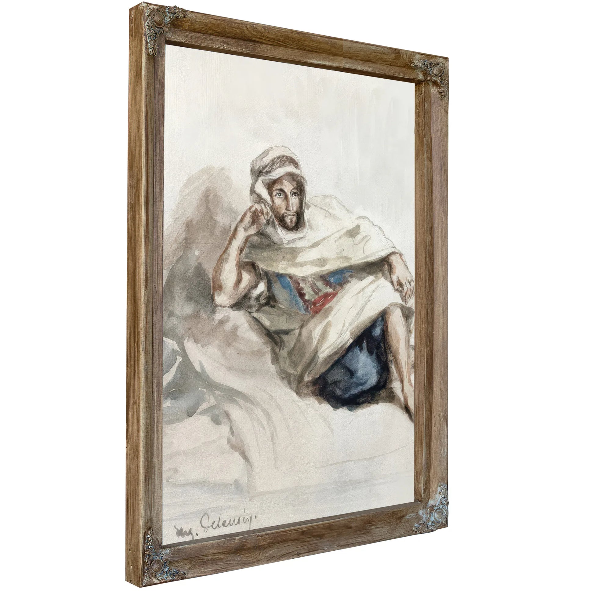 Seated Arab (W C On Paper) By Ferdinand Victor Eugene Delacroix Fine Art Print