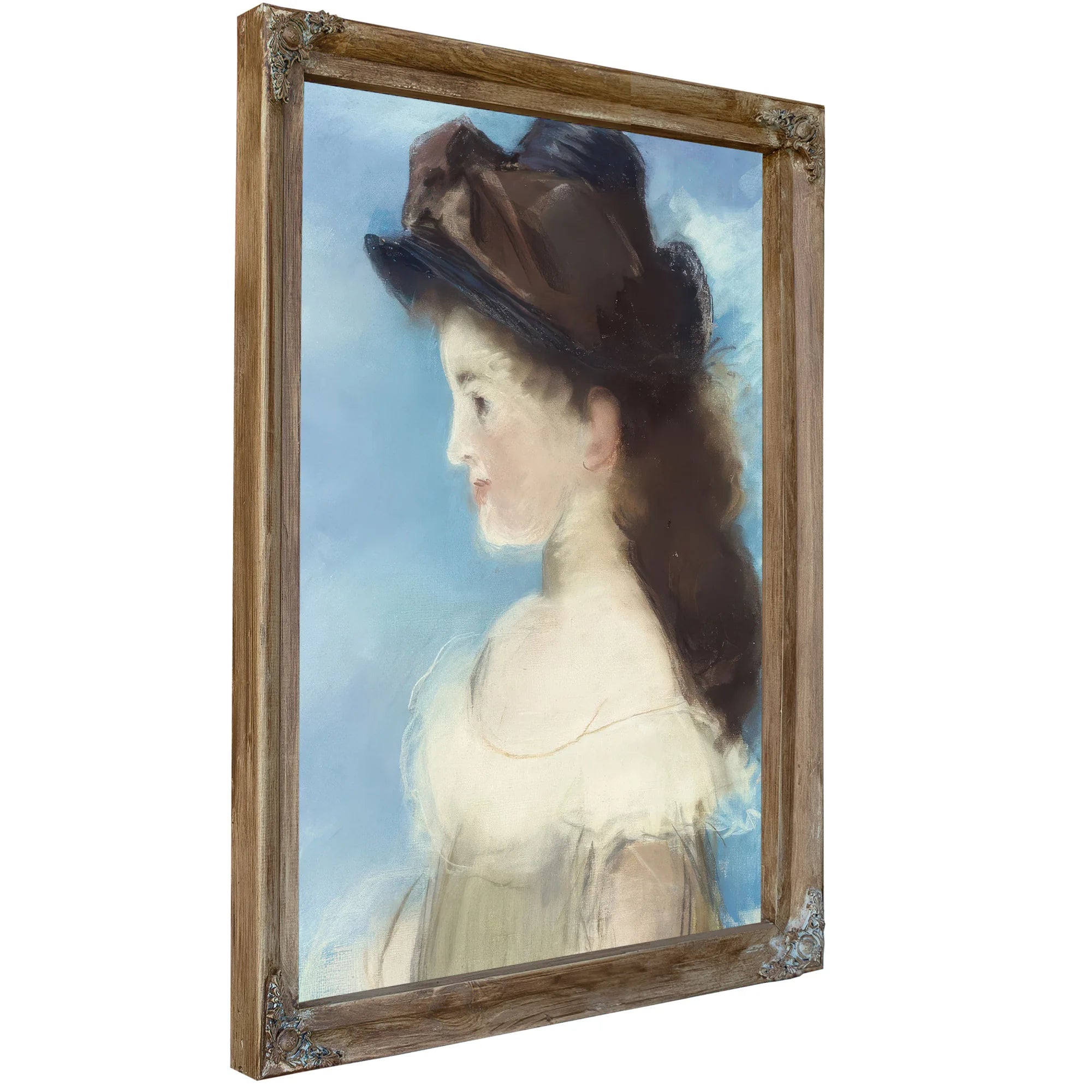 Portrait Of Mademoiselle Hecht Wearing A Hat, Seen In Profile By Edouard Manet Fine Art Print
