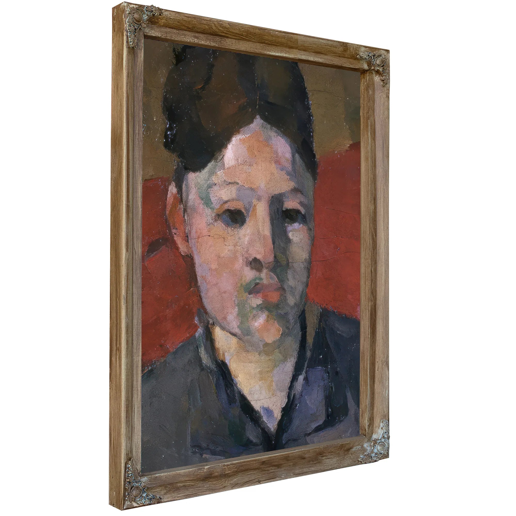 Detail Of Woman's Head From The Artist's Wife In A Red Armchair By Paul Cezanne Fine Art Print