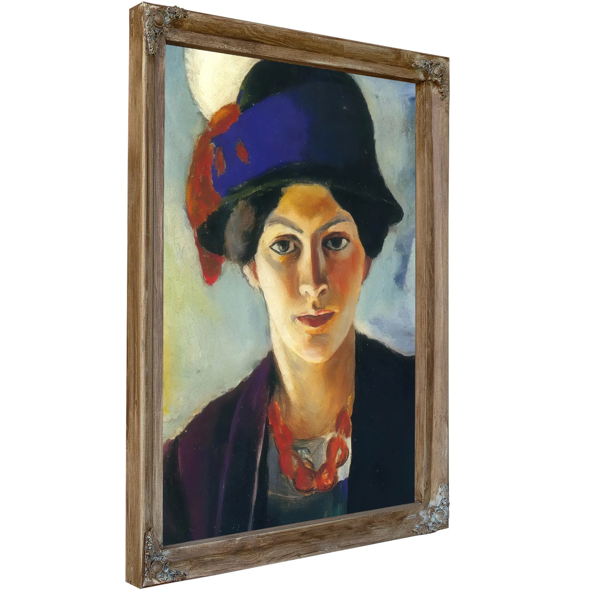 Portrait Of The Painters Wife With Hat By August Macke Fine Art Print