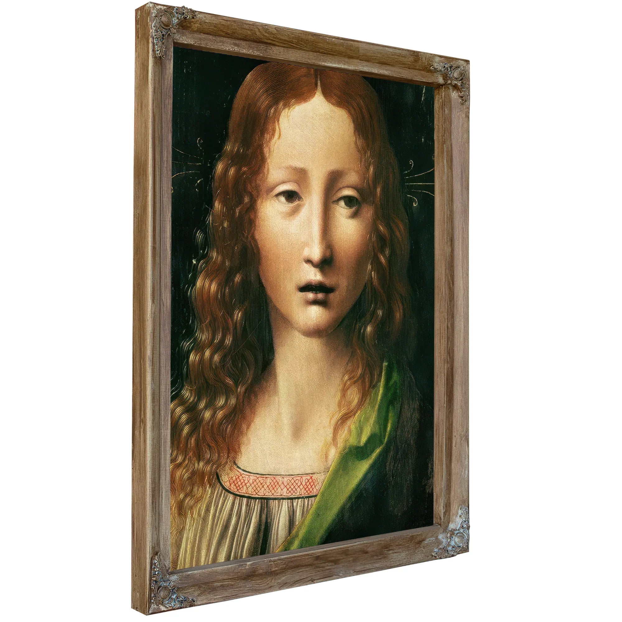 Head Of The Saviour (Oil On Panel) By Leonardo Da Vinci Fine Art Print