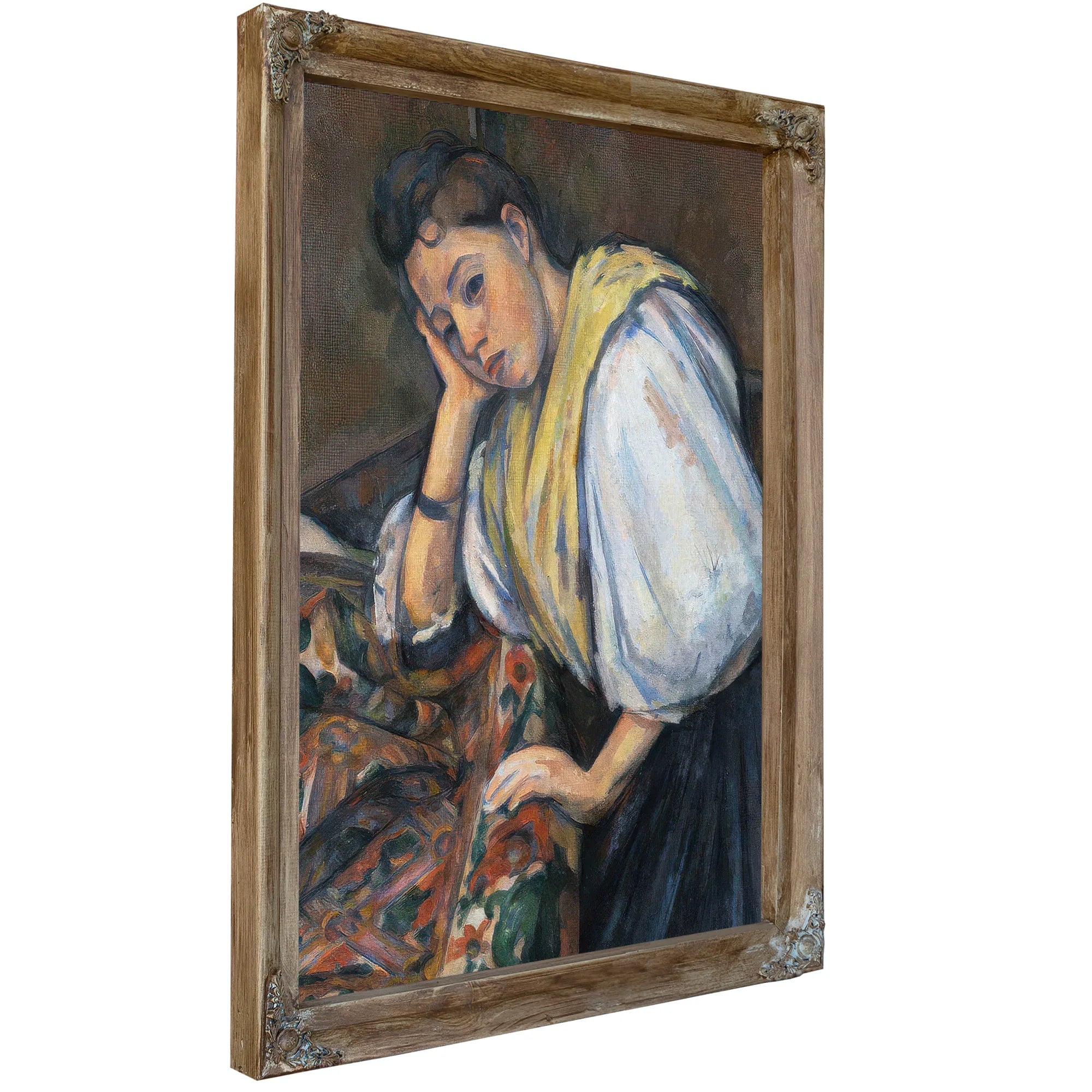 Young Italian Woman At A Table By Paul Cezanne Fine Art Print