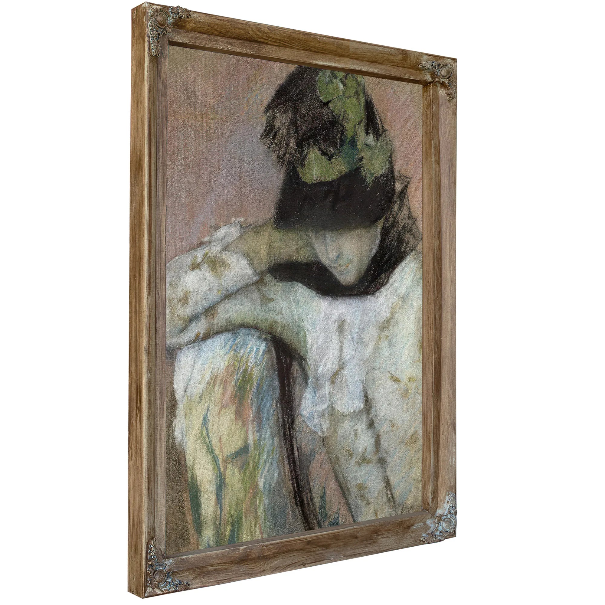 Young Woman In A Black And Green Bonnet, Looking Down By Mary Cassatt Fine Art Print
