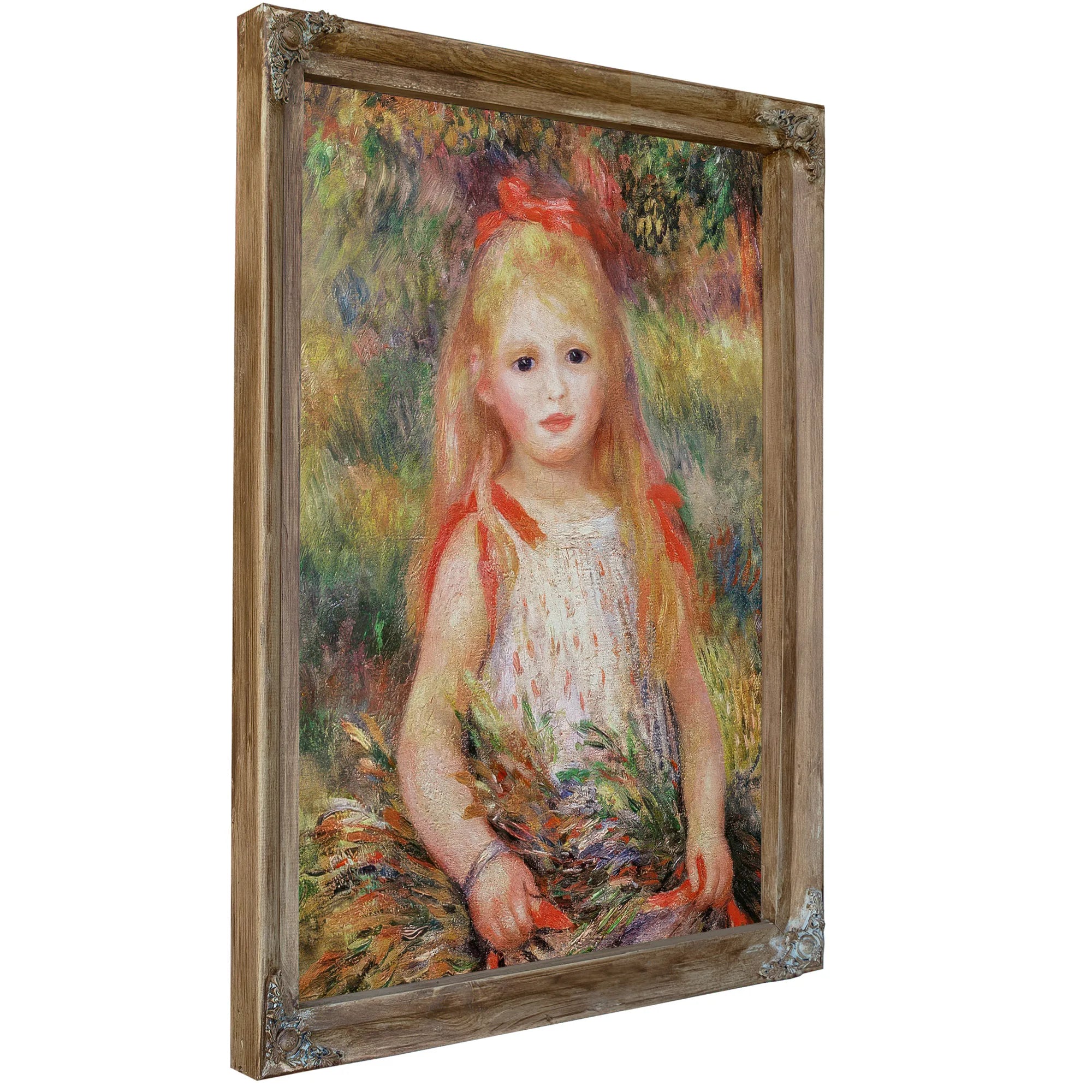 Little Girl Carrying Flowers, Or The Little Gleaner By Pierre Auguste Renoir Fine Art Print