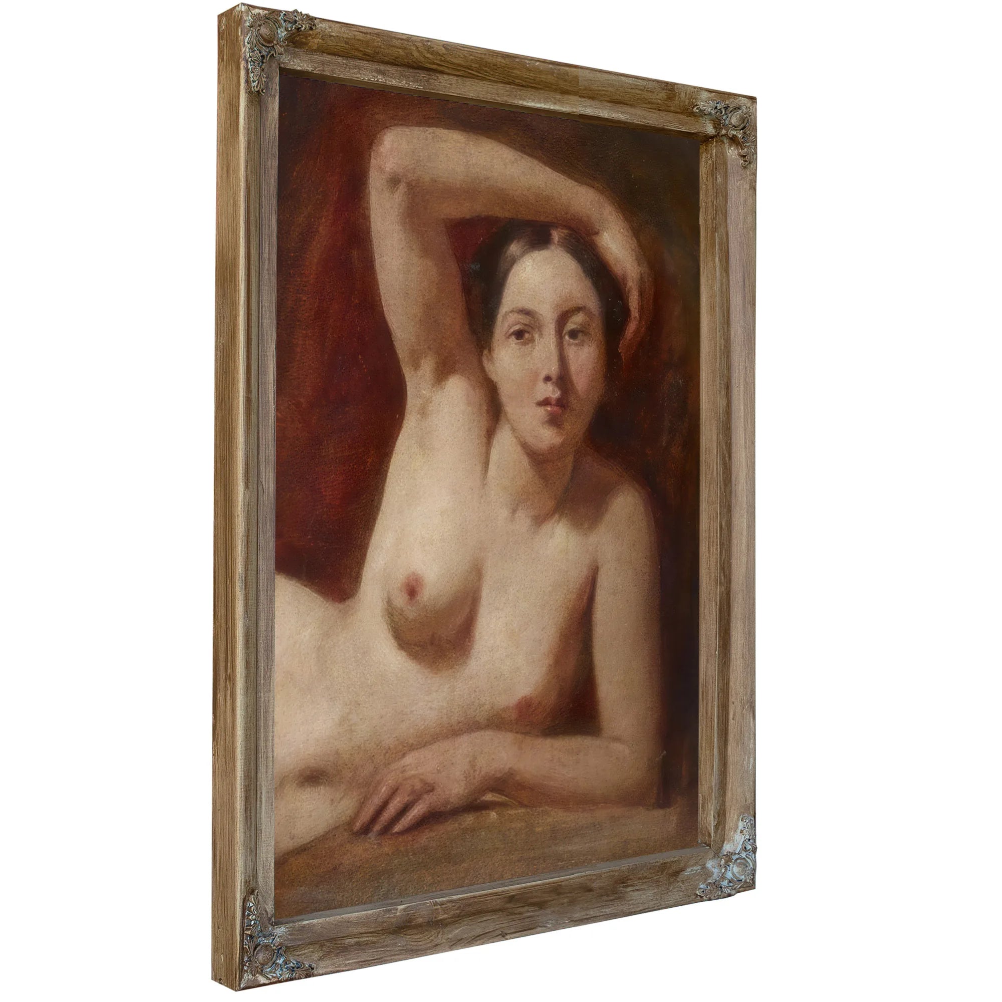 Half Figure Of A Female Nude Reclining By William Etty Fine Art Print
