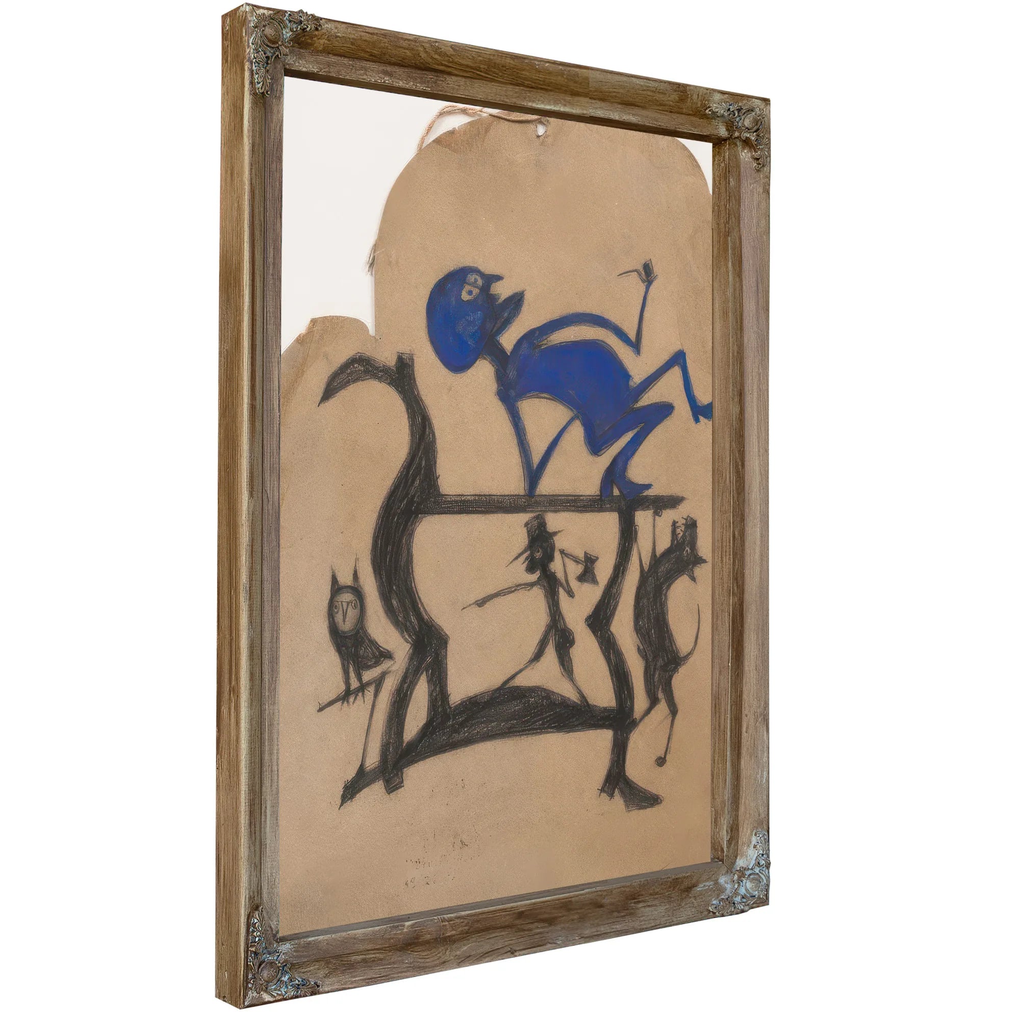 Untitled (Legs Construction With Blue Man), By Bill Traylor Fine Art Print