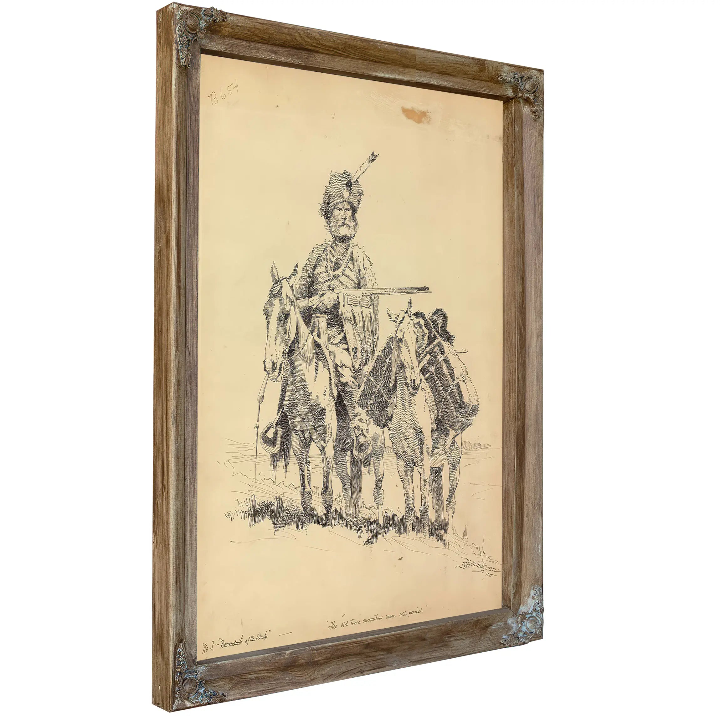 An Oldtime Mountain Man With His Ponies  by Frederic Remington