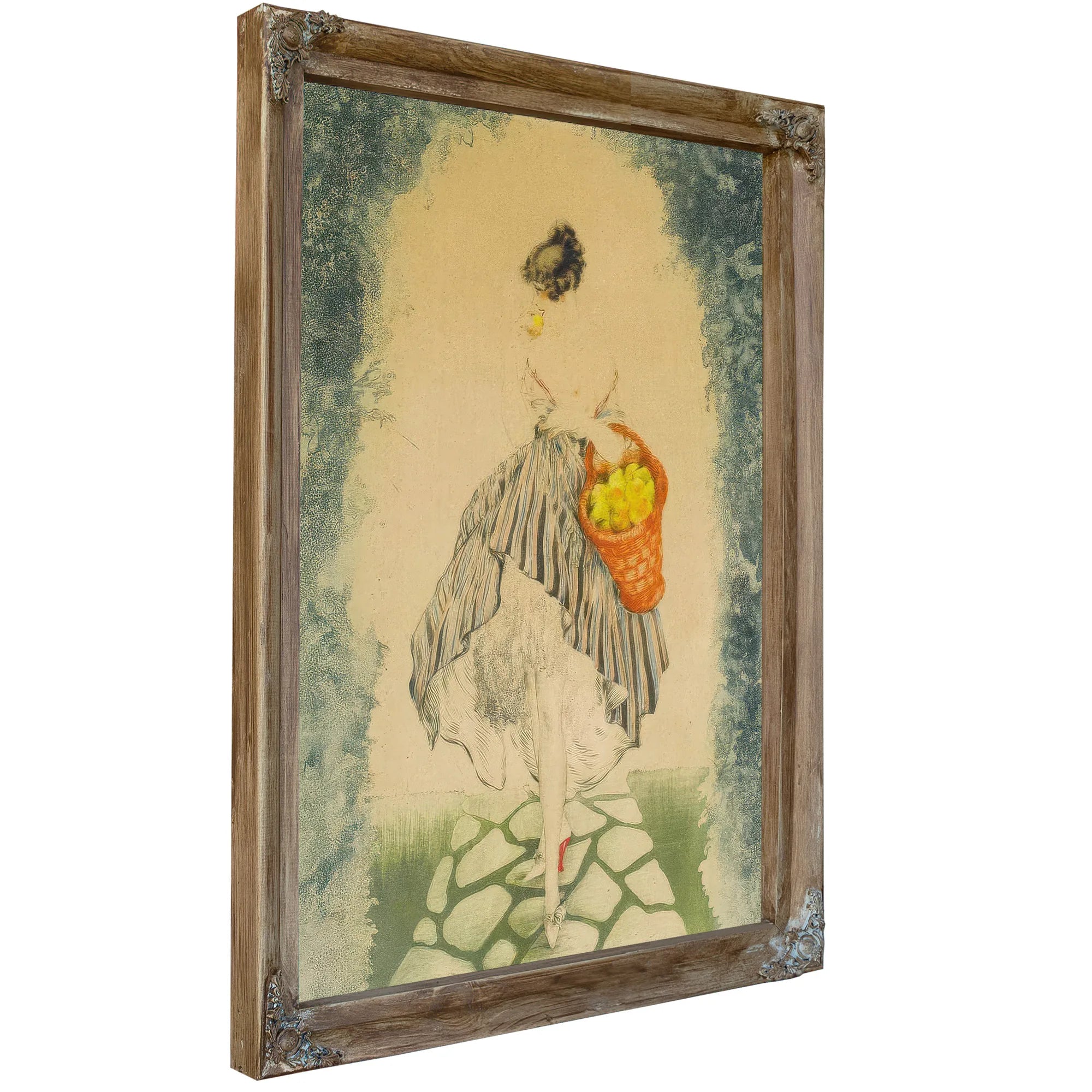 Basket Of Apples 1924 By Louis Icart Fine Art Print