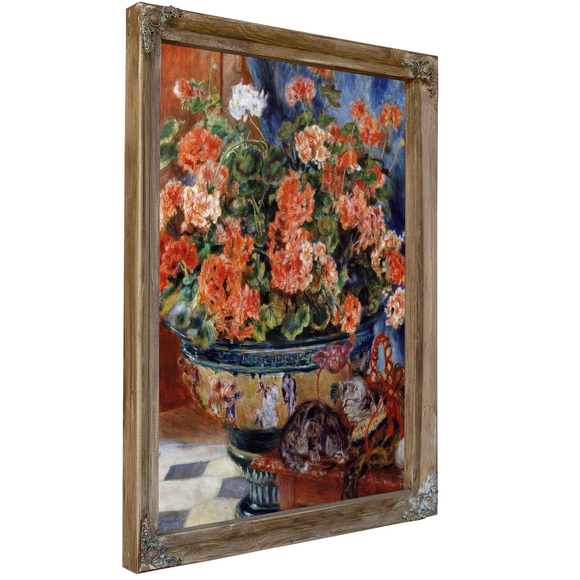 Geraniums And Cats By Pierre Auguste Renoir Fine Art Print