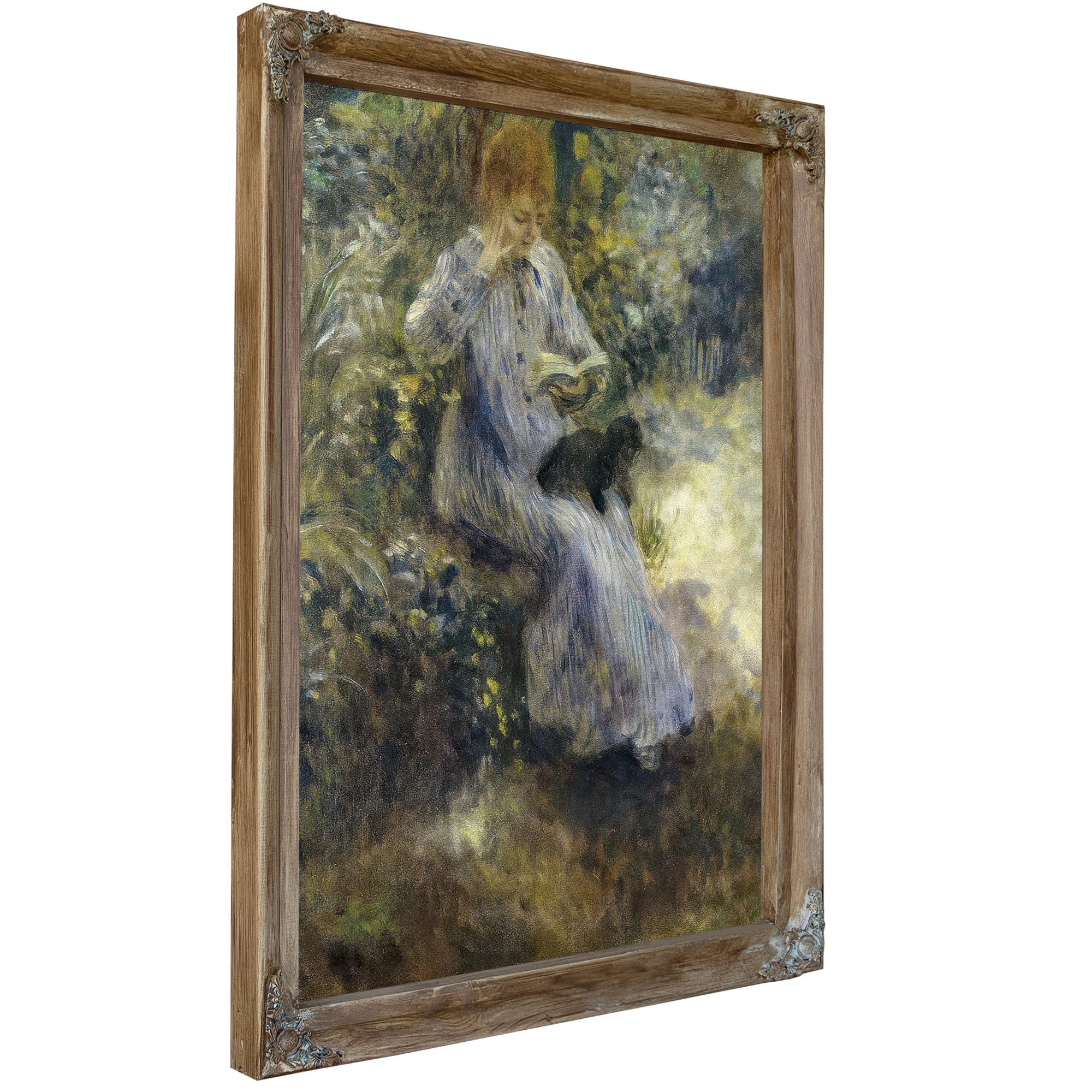 Woman And Black Dog By Pierre Auguste Renoir Fine Art Print
