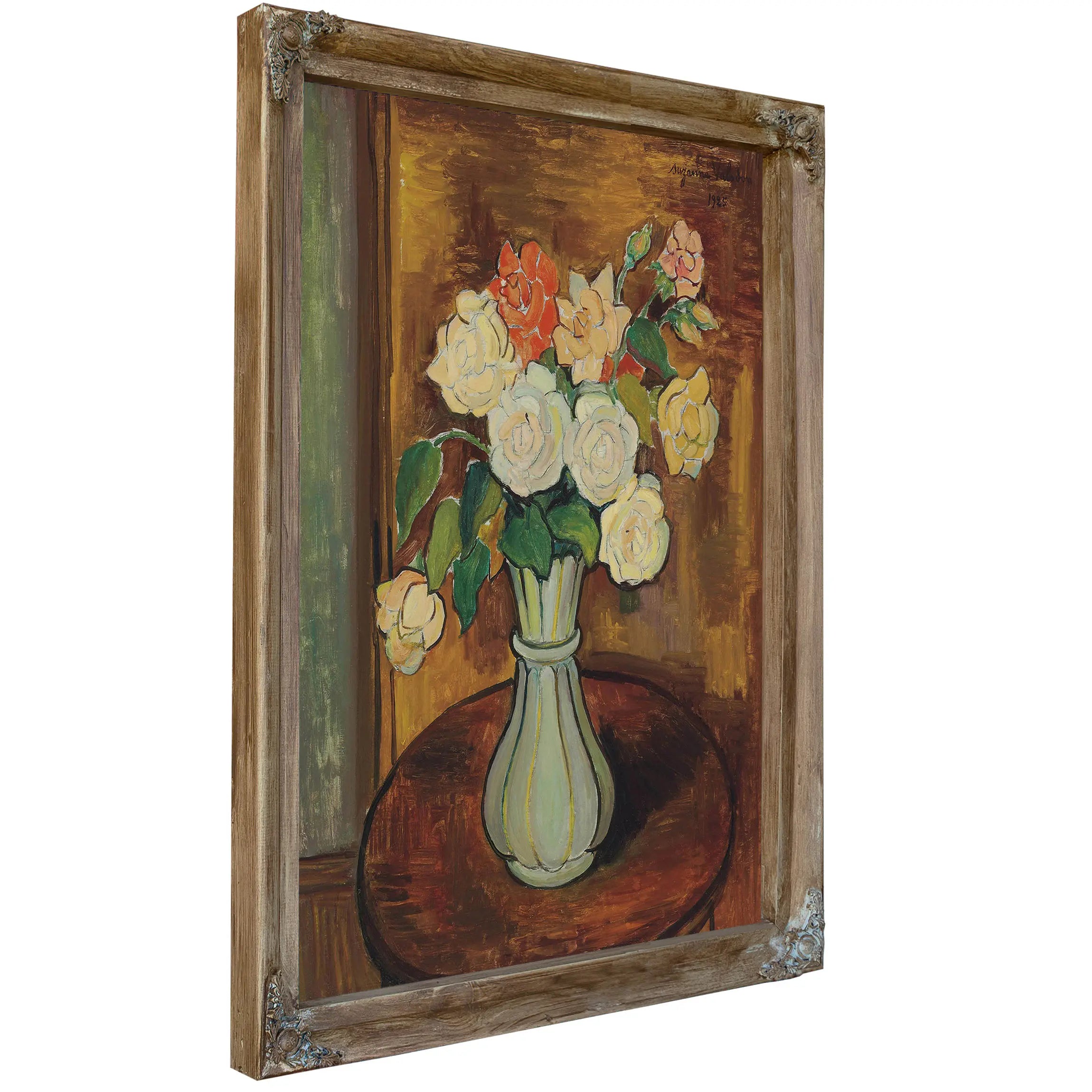 Vase De Roses Sur Un Gueridon by Suzanne Valadon