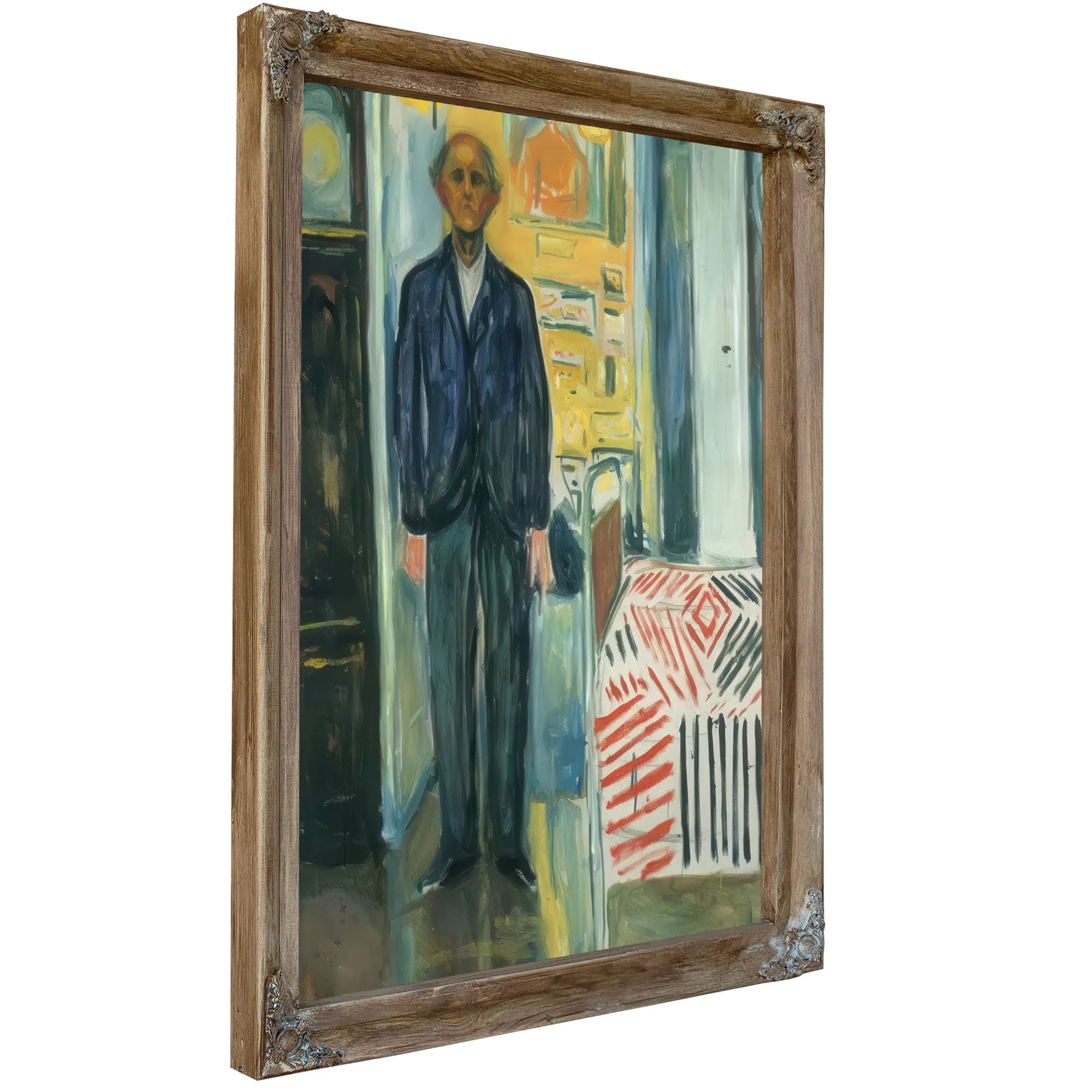 Self Portrait Between Clock And Bed 194042 By Edvard Munch Fine Art Print