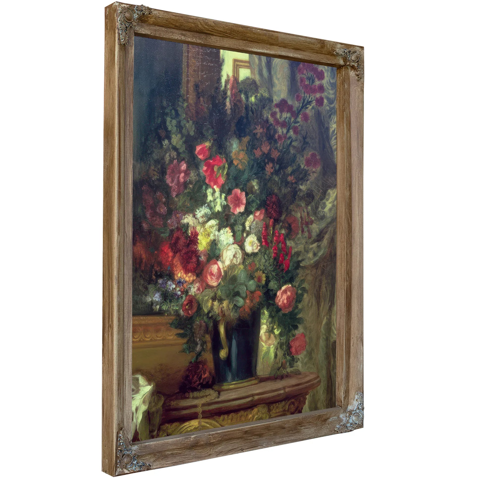 Vase Of Flowers On A Console By Ferdinand Victor Eugene Delacroix Fine Art Print