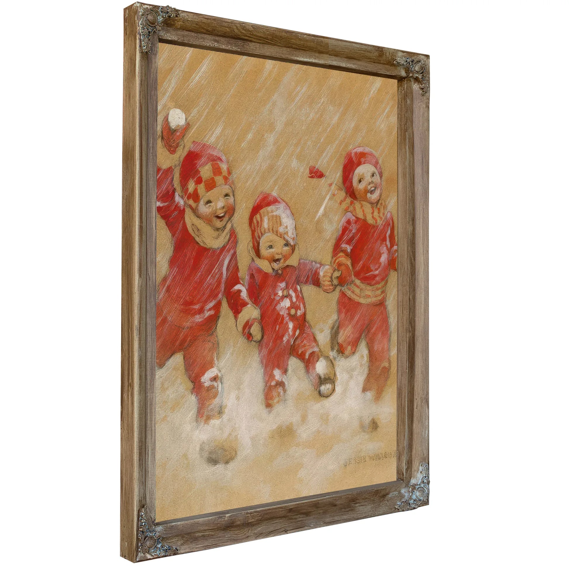 Children Playing In The Snow by Jessie Willcox Smith Fine Art Print